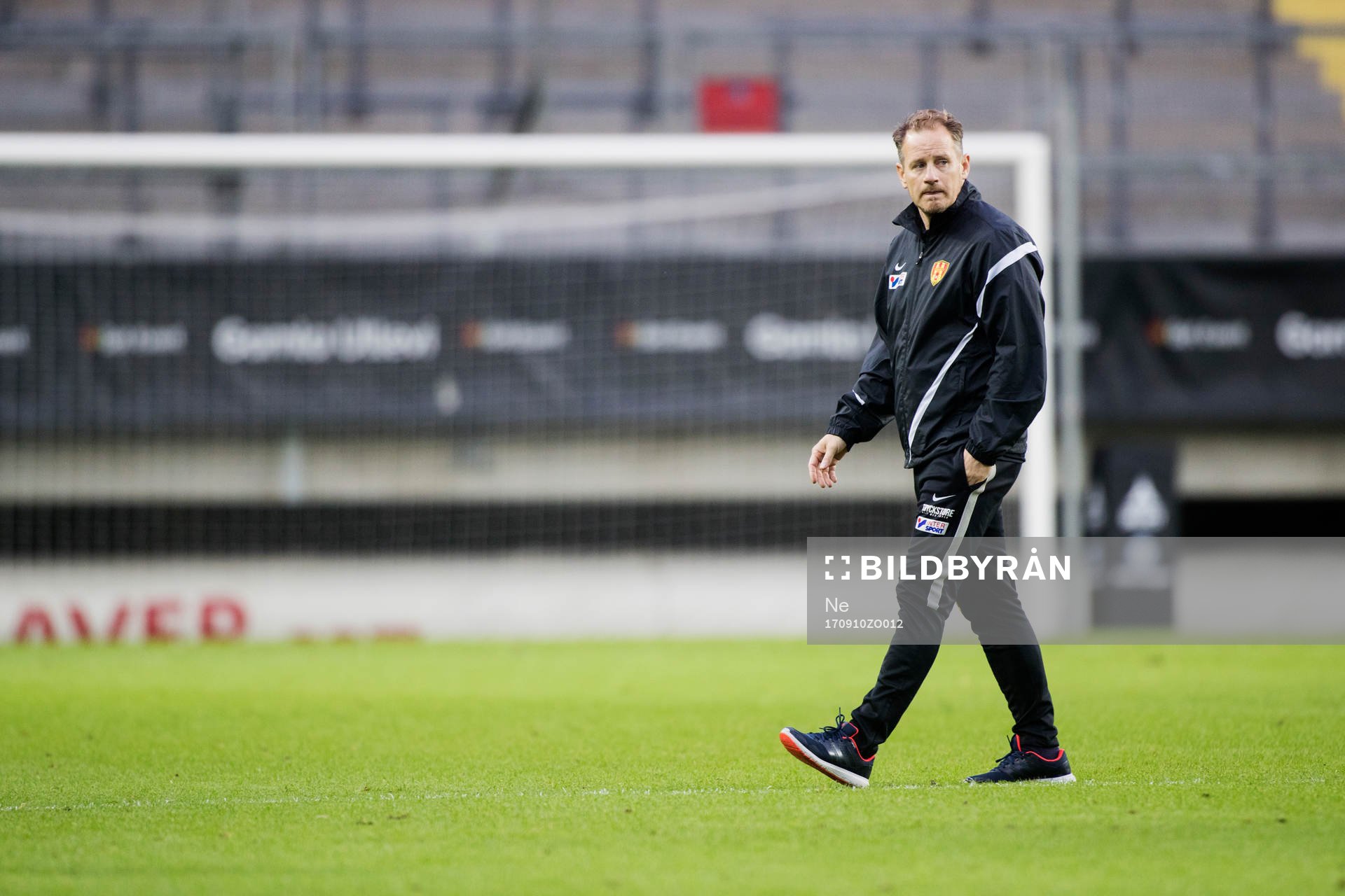 Syrianskas tränare Fredrik Axwelsson under fotbollsmatchen i Superettan mellan Örgryte och Syrianska den 10 september 2017 i Göteborg.