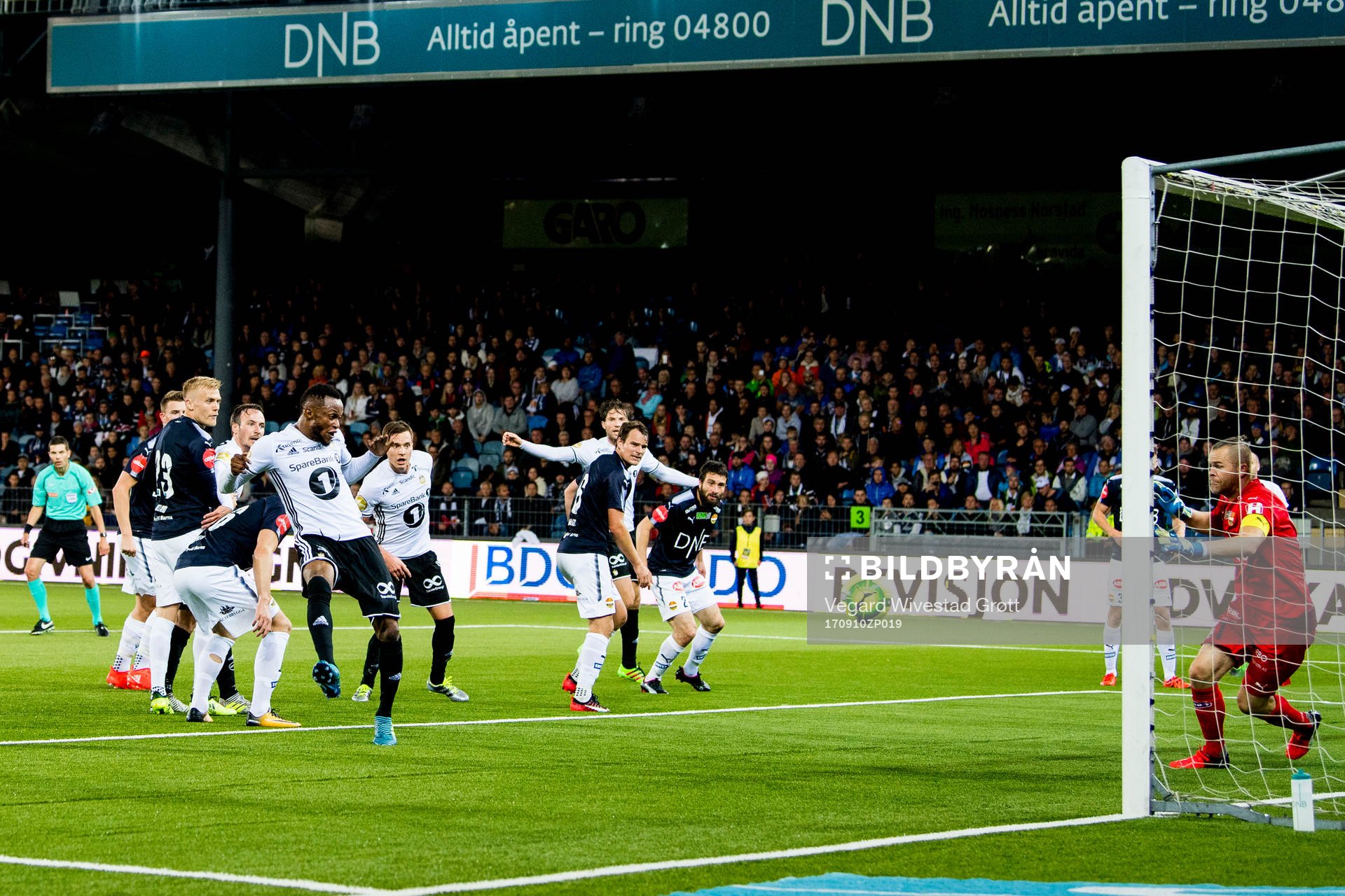 Samuel Adegbenro of Rosenborg scores 0-2 behind goalkeeper