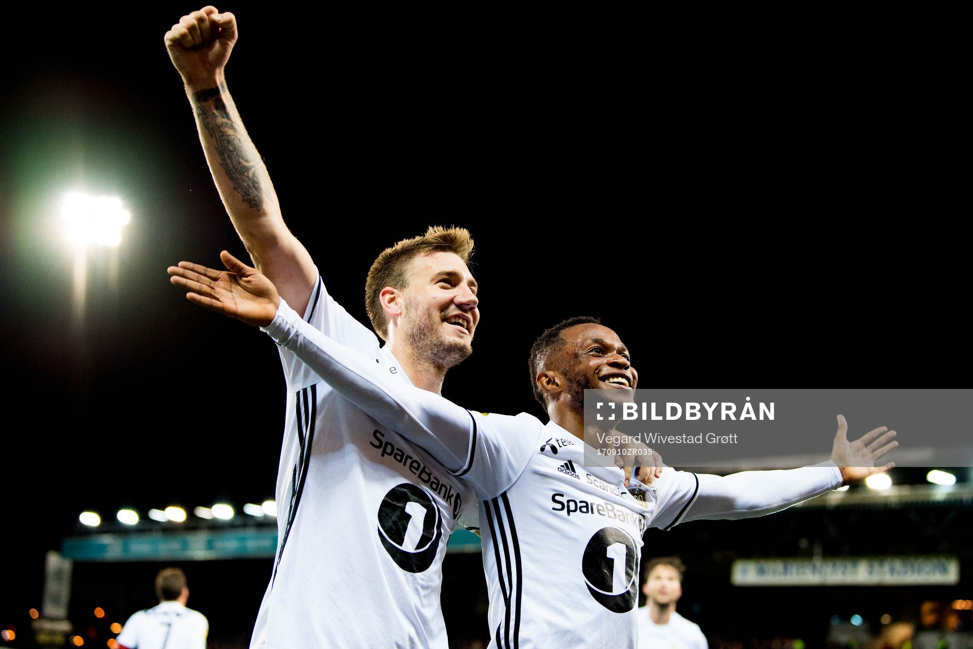 Samuel Adegbenro of Rosenborg celebrates with Nicklas