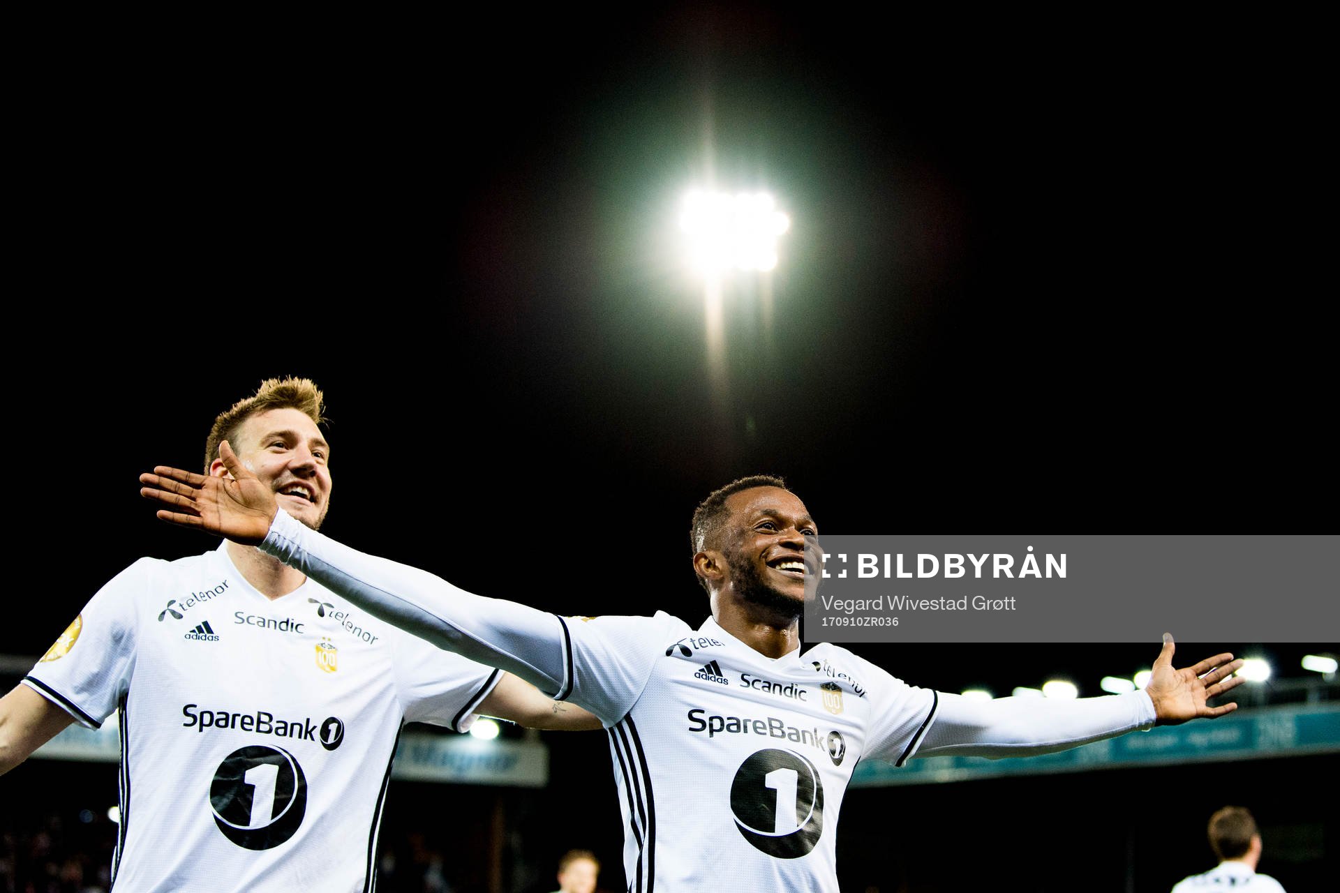Samuel Adegbenro of Rosenborg celebrates with Nicklas