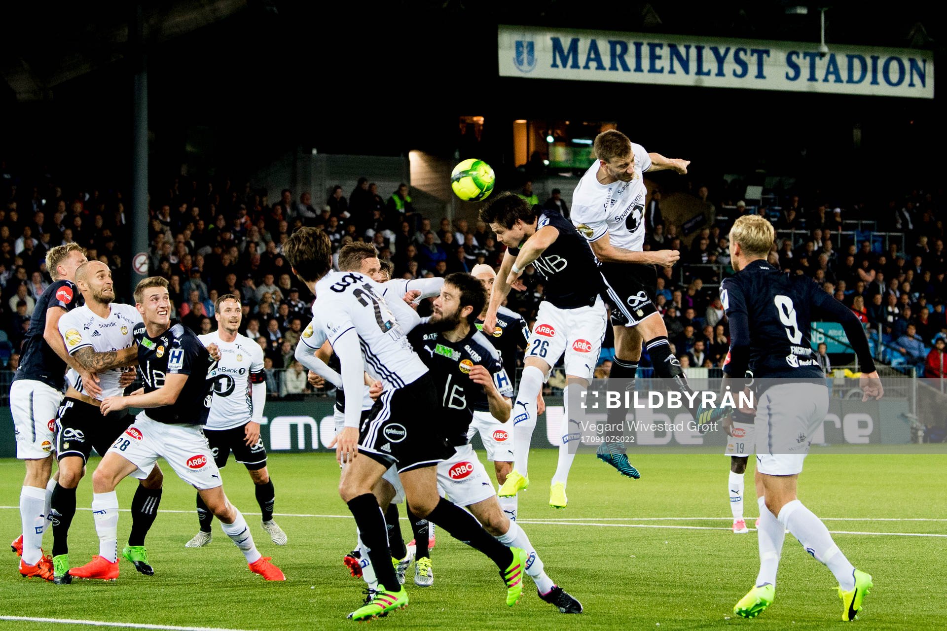 Lars Vilsvik of Strømsgodset and Nicklas Bendtner of