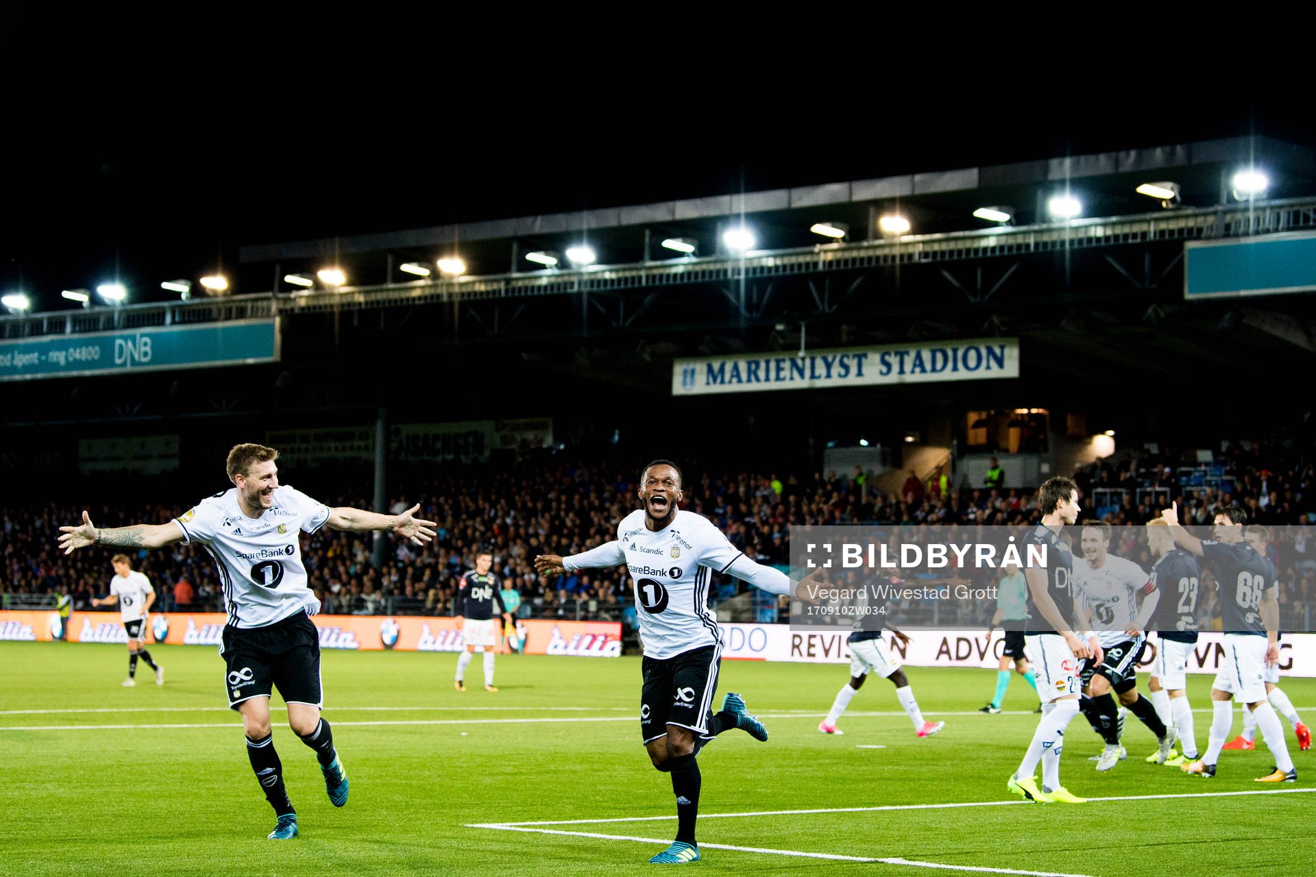 Samuel Adegbenro of Rosenborg celebrates with Nicklas