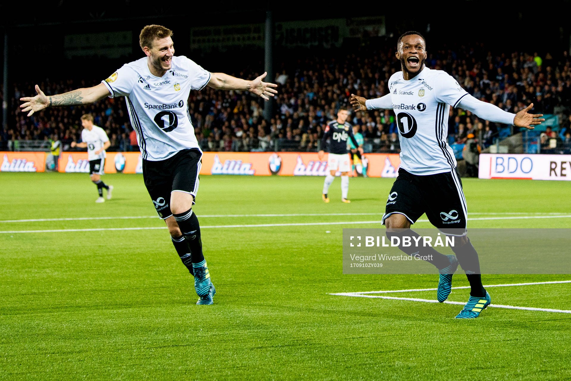 Samuel Adegbenro of Rosenborg celebrates with Nicklas