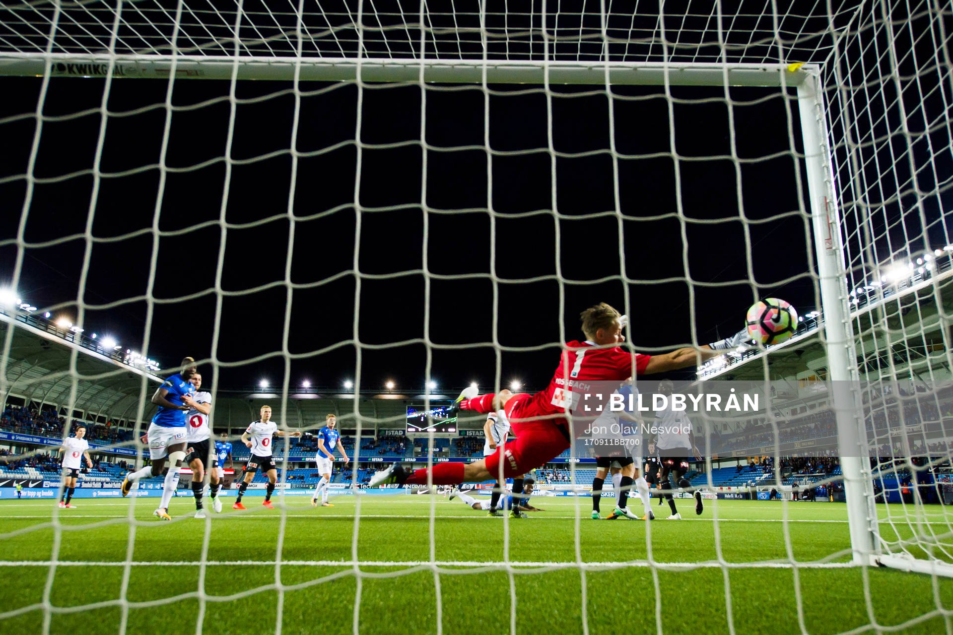 Thomas Olivier Amang Kegueni of Molde scores 2-1 behind