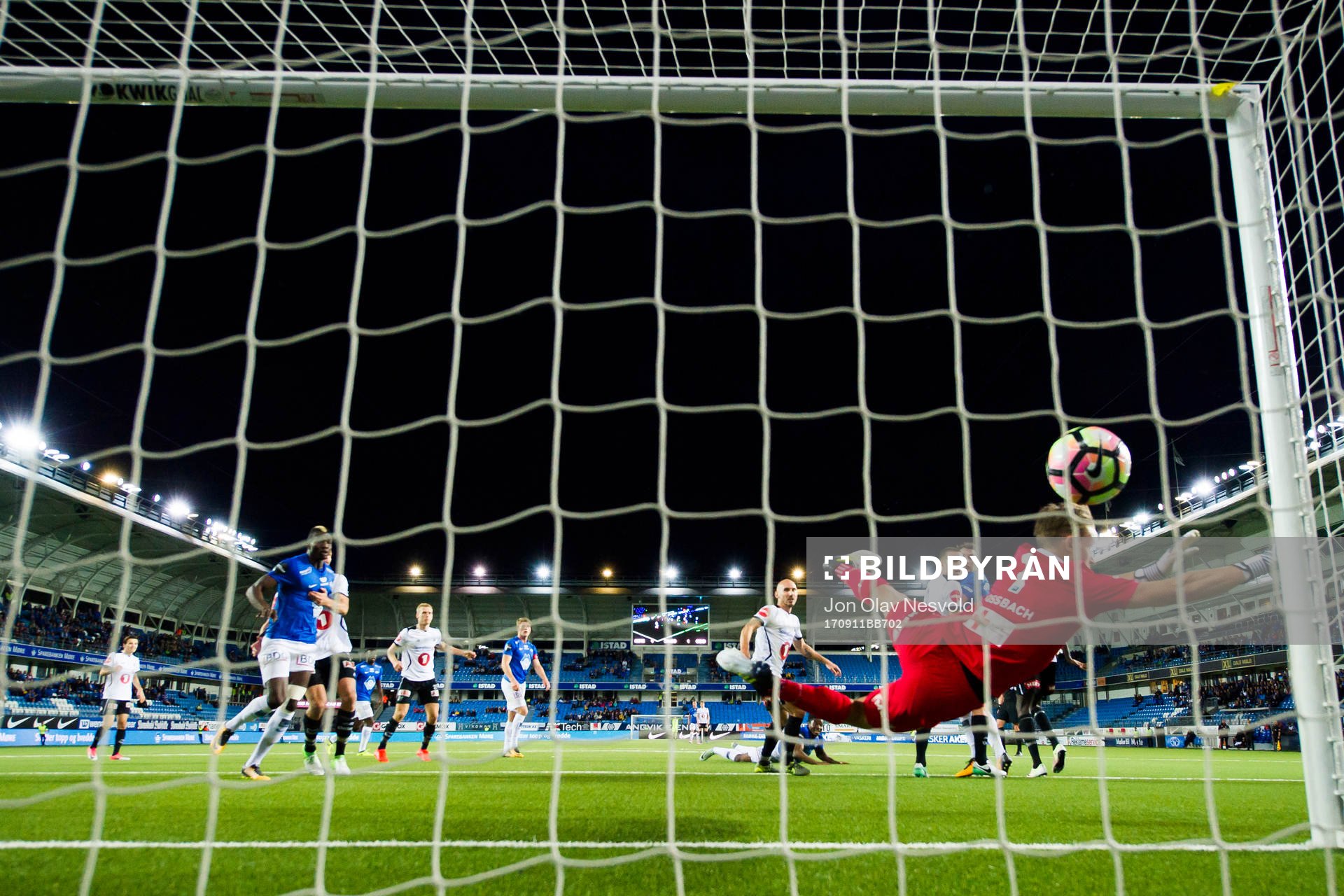 Thomas Olivier Amang Kegueni of Molde scores 2-1 behind