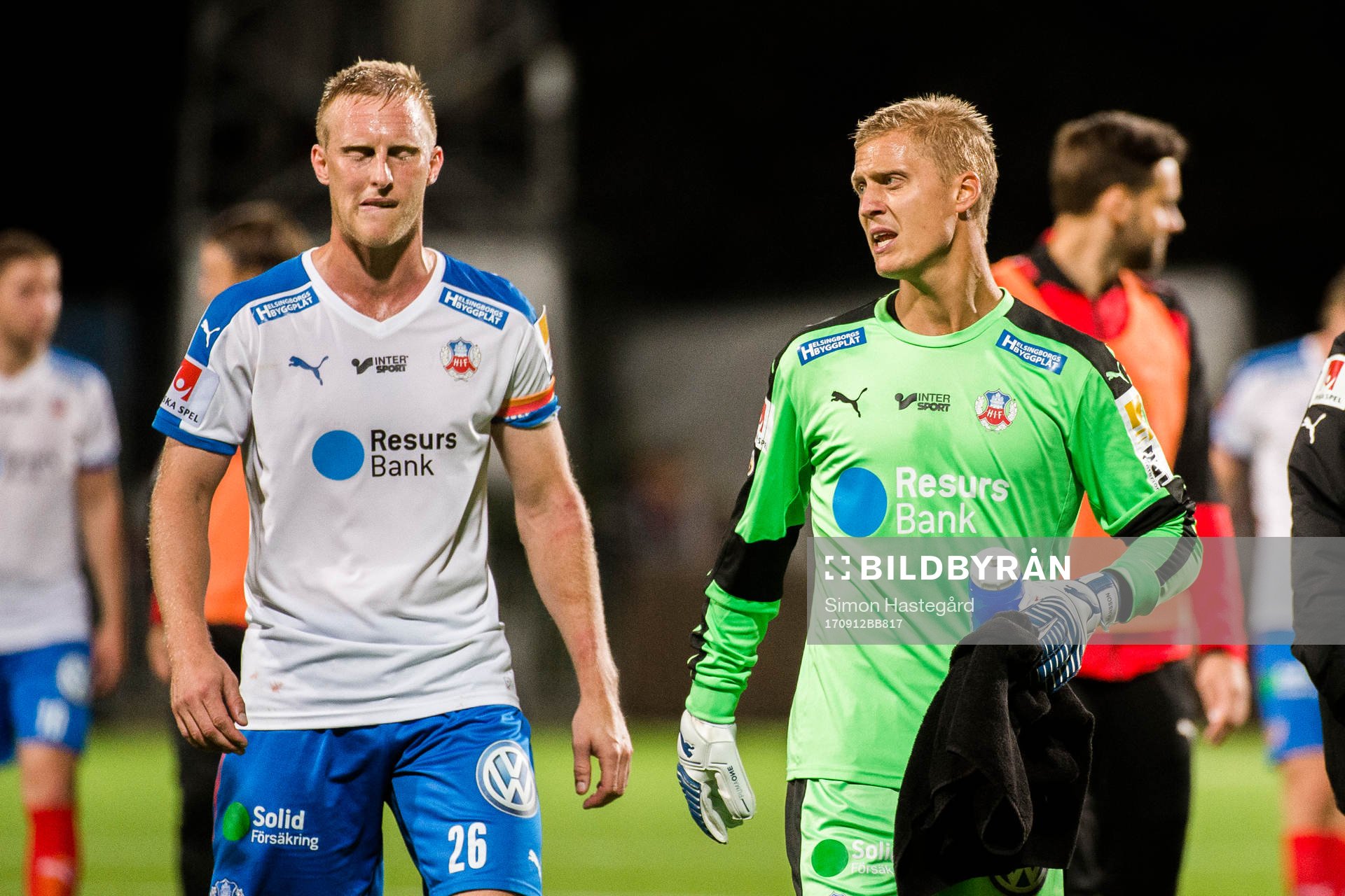 Helsingborgs Peter Larsson och målvakt Pär Hansson