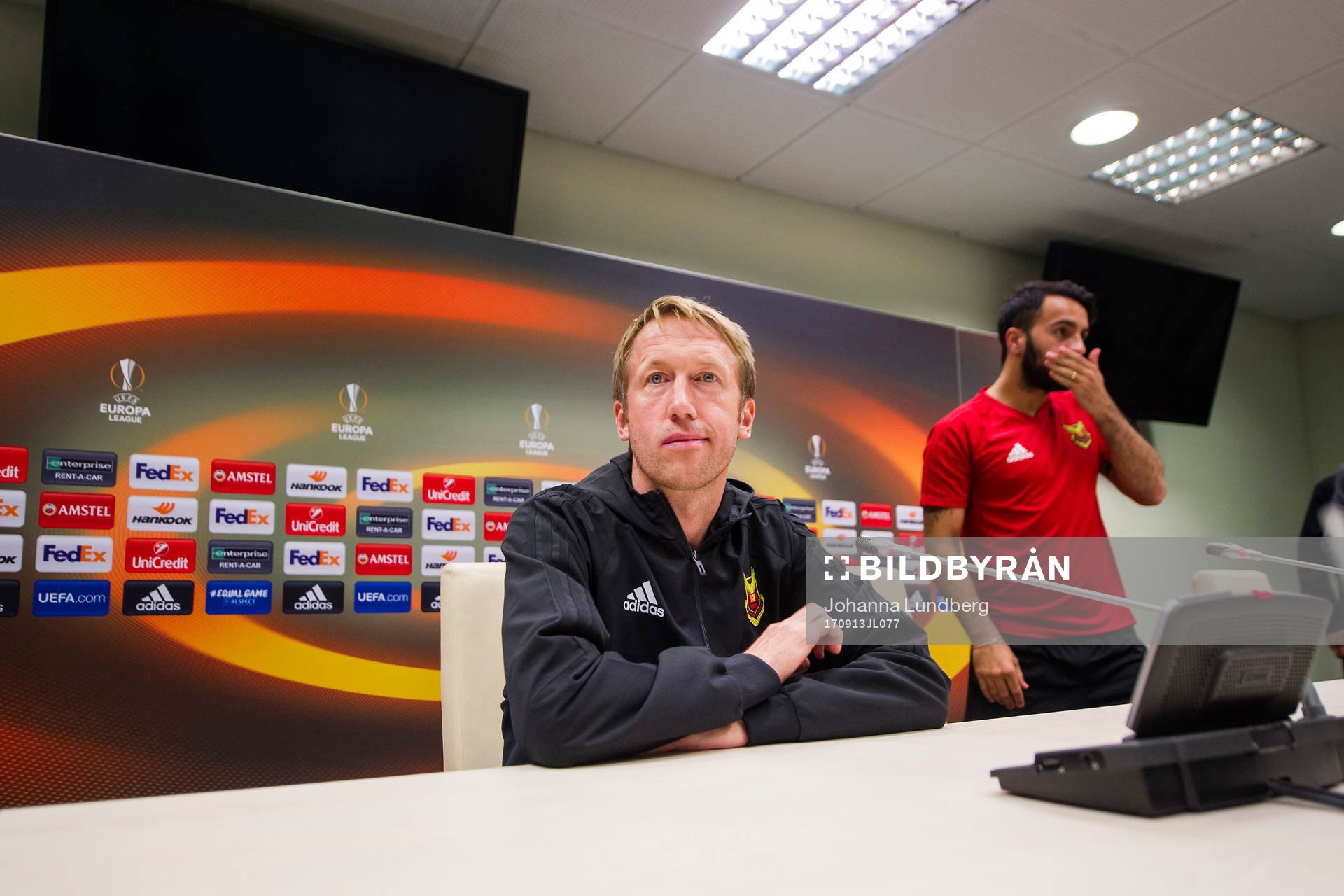 Östersunds tränare Graham Potter och Brwa Nouri deltar i
