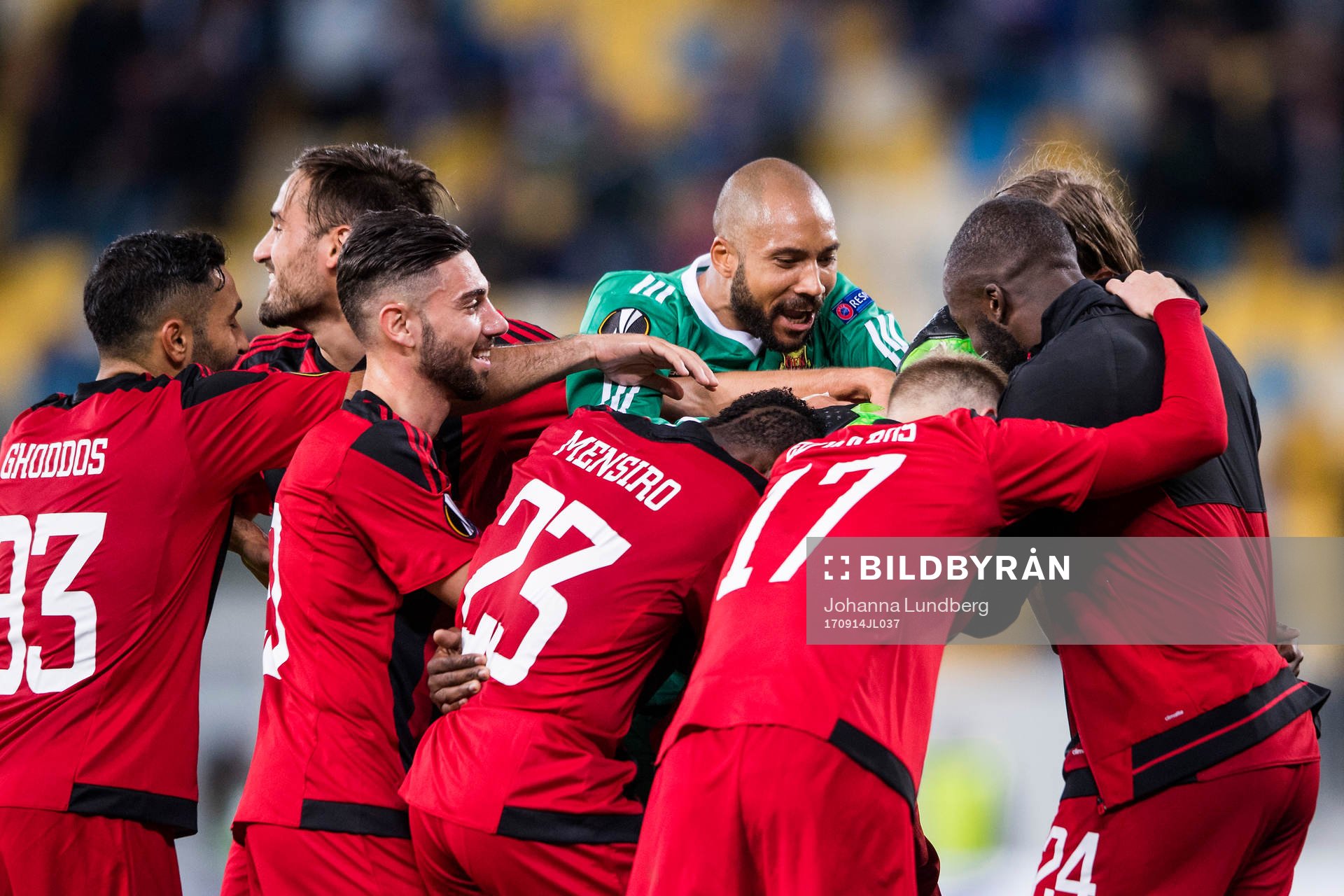 Östersunds Saman Ghoddos, målvakt Aly Keita, Samuel