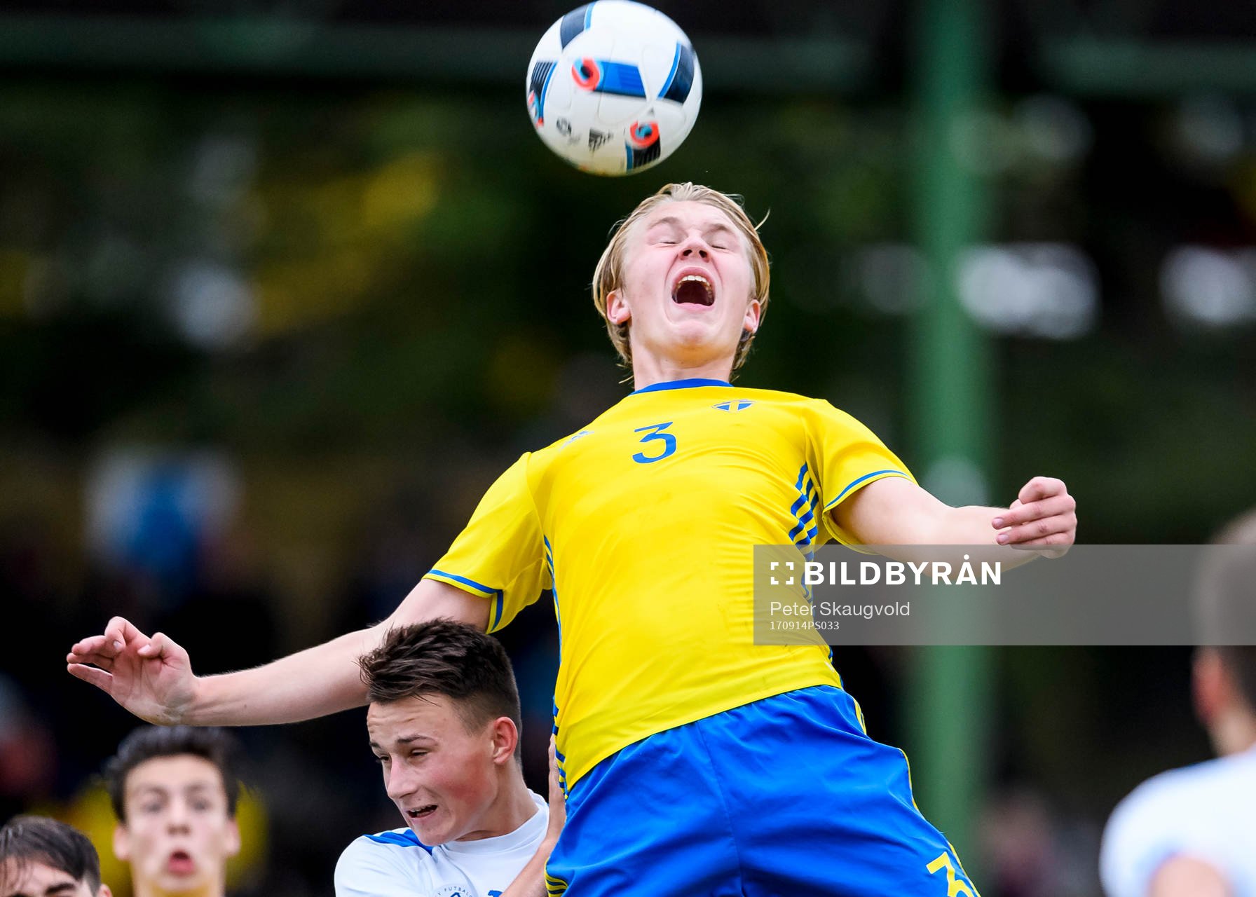 Sveriges Teodor Wålemark under P16 landskampen i fotboll mellan Sverige och Slovakien den 14 september 2017 i Piteå.