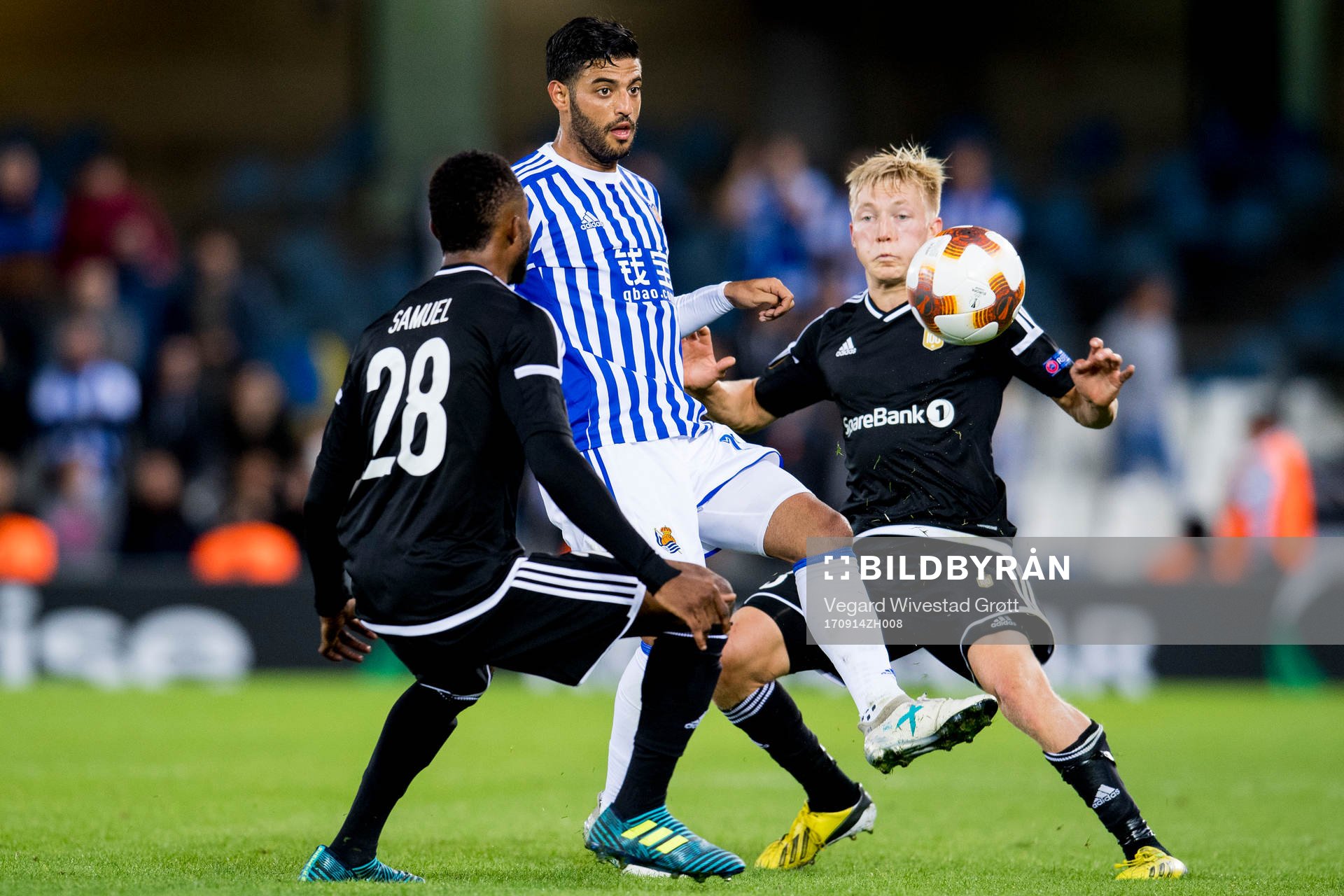 Samuel Adegbenro of Rosenborg, Carlos Vela of Real Sociedad