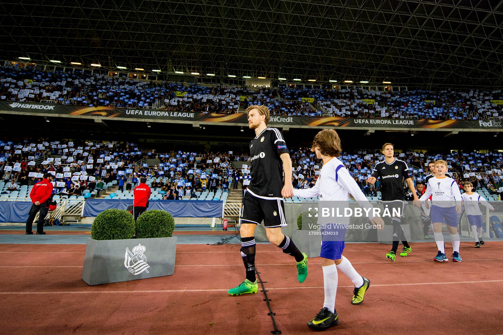 Yann-Erik de Lanlay ahead of the UEFA Europa League match between Real Sociedad and Rosenborg on September 14, 2017 in San Sebastian.