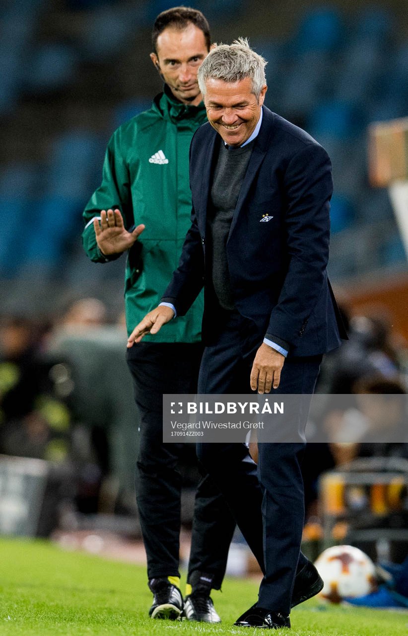 Kåre Ingebrigtsen, head coach of Rosenborg, reacts at the