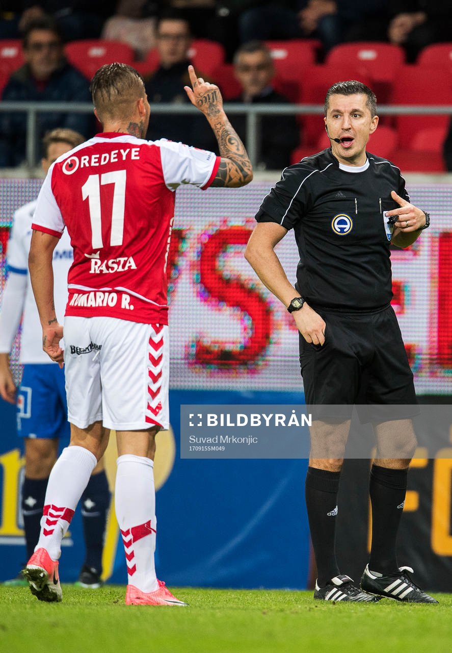 Domare Bojan Pandzic ger Kalmars Romario Marques Rodrigues