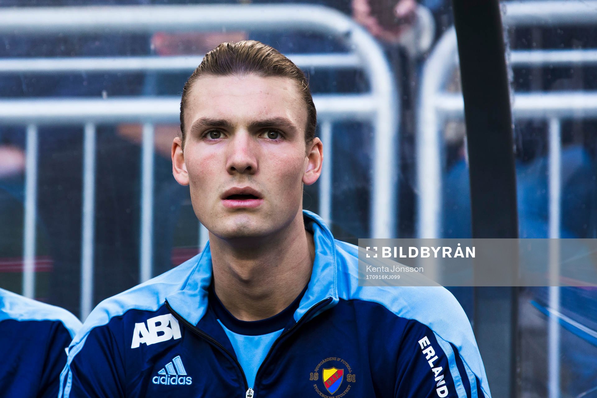 Djurgårdens Julian Kristoffersen innan fotbollsmatchen i Allsvenskan mellan Djurgården och Örebro den 16 September 2017 i Stockholm. 