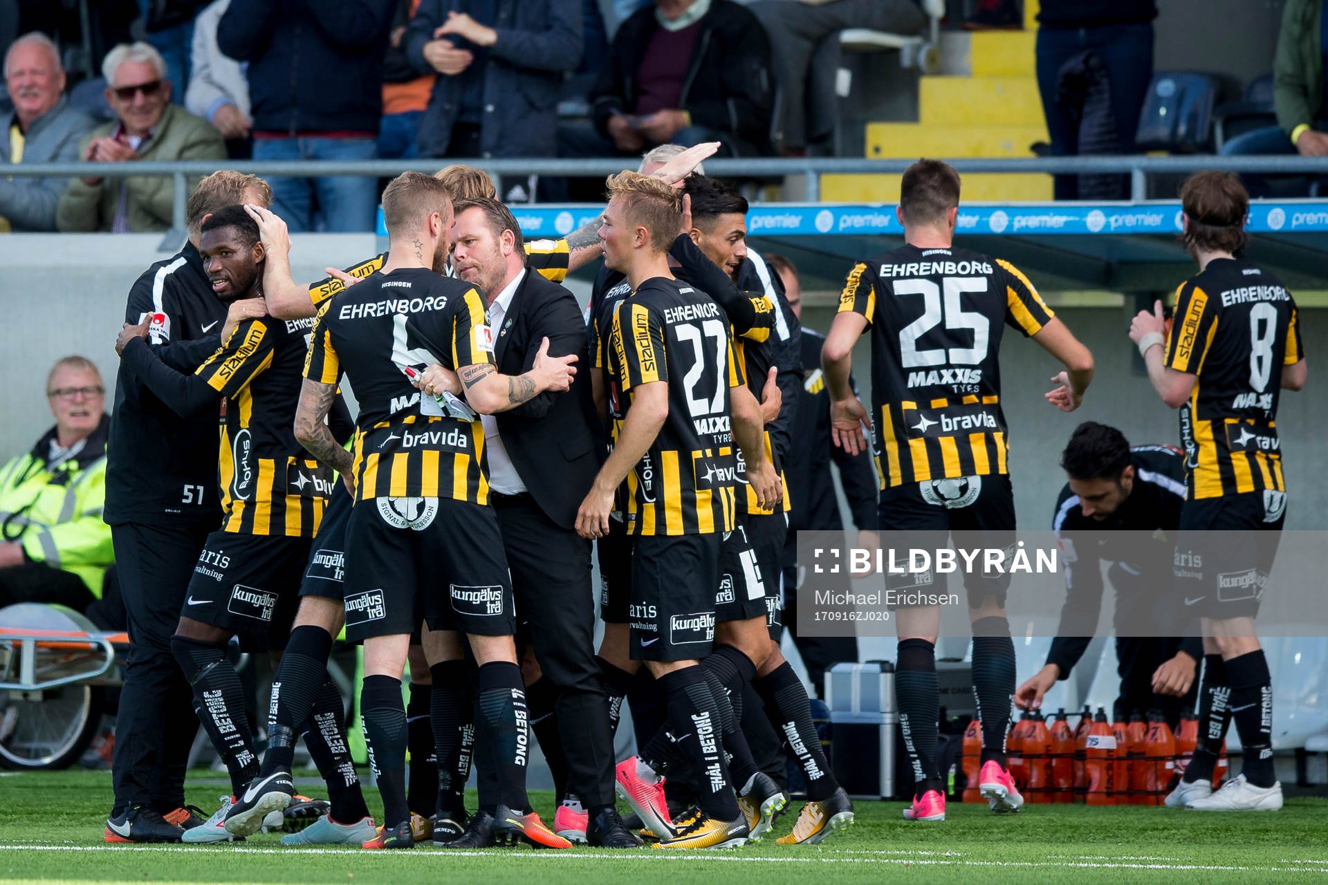 Häcken jubel efter att Ahmed Yasin gjort 1-0 under fotbollsmatchen i allsvenskan mellan Häcken och Elfsborg den 16 september 2017 i Göteborg.
