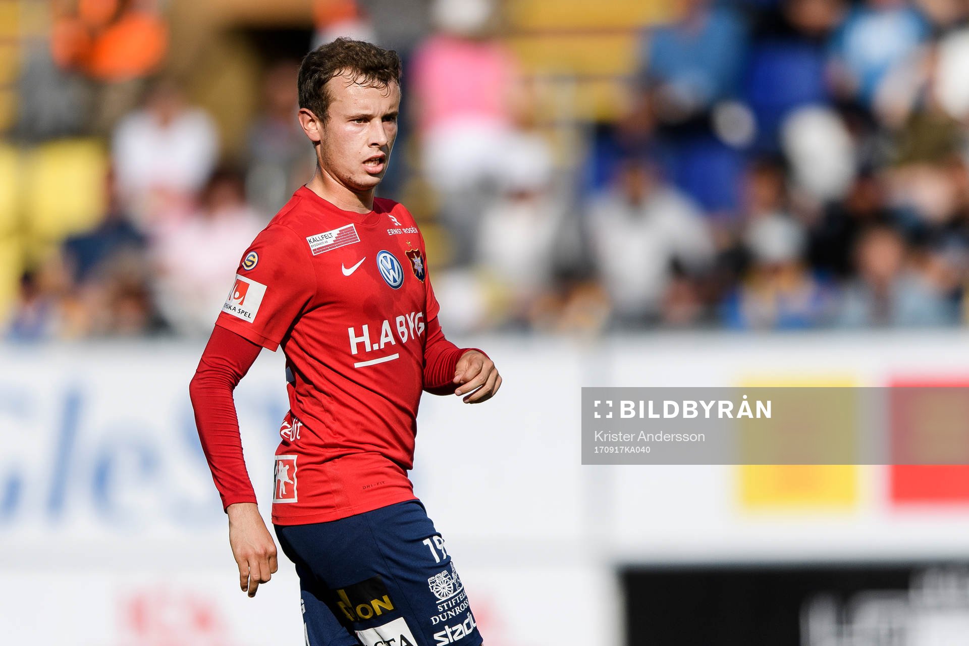 Örgrytes Rasmus Andernil Bozic under fotbollsmatchen i Superettan mellan Falkenberg och Örgryte den 17 september 2017 i Falkenberg.