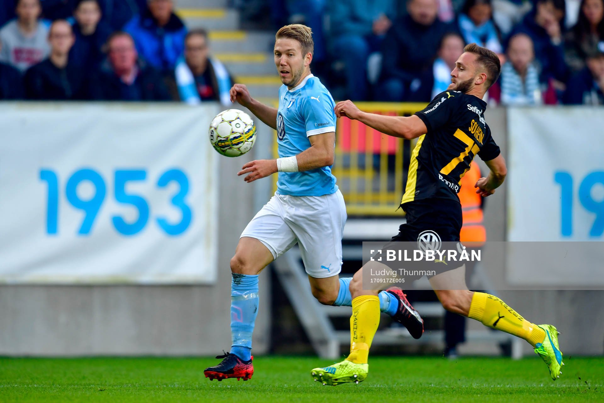Malmö FFs Anton Tinnerholm och Hammarbys Mats Solheim