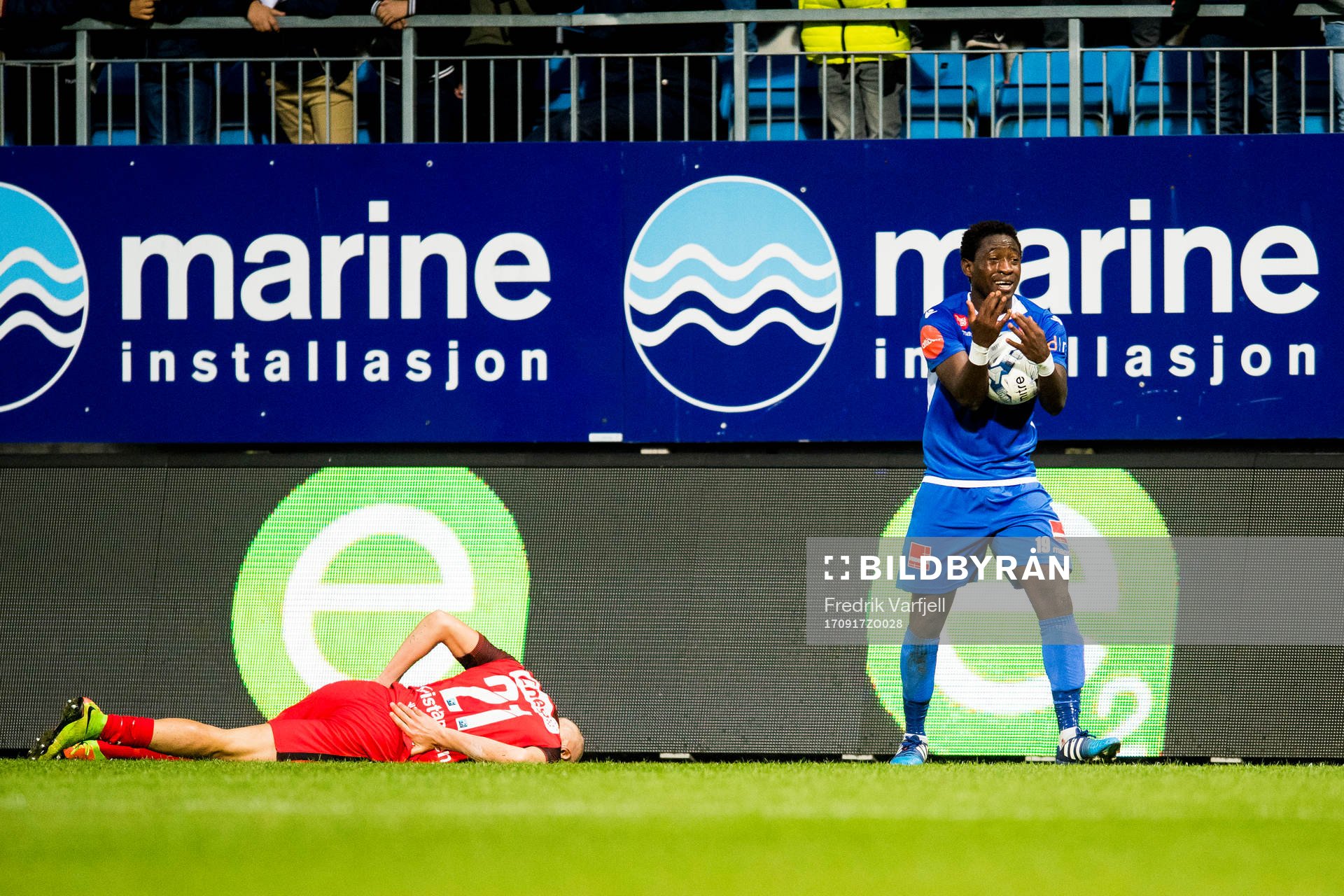 Victor Demba Bindia of Sandefjord reacts next to Ruben