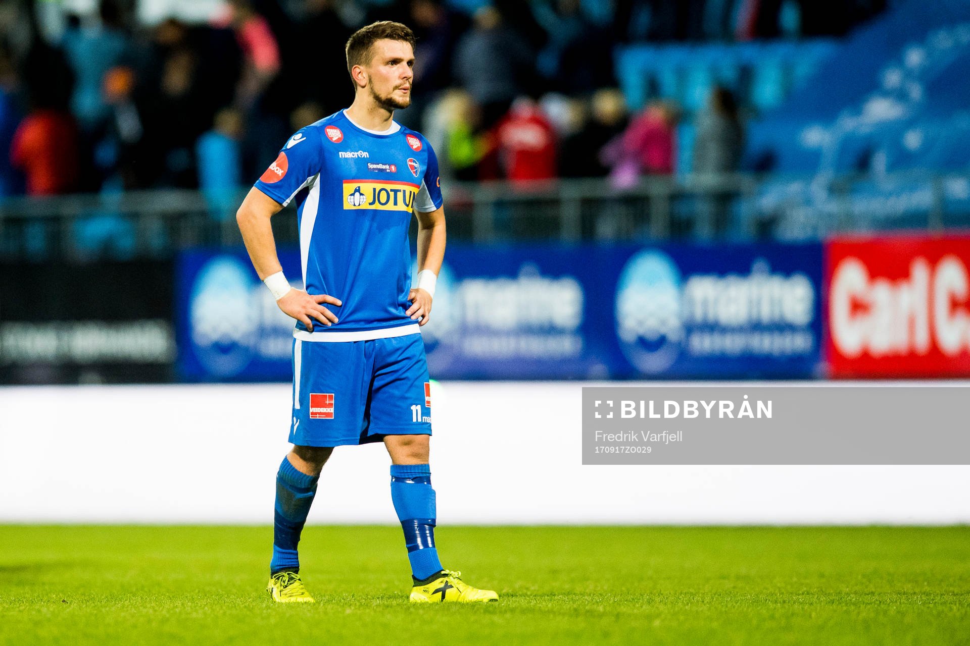 Flamur Kastrati of Sandefjord looks dejected