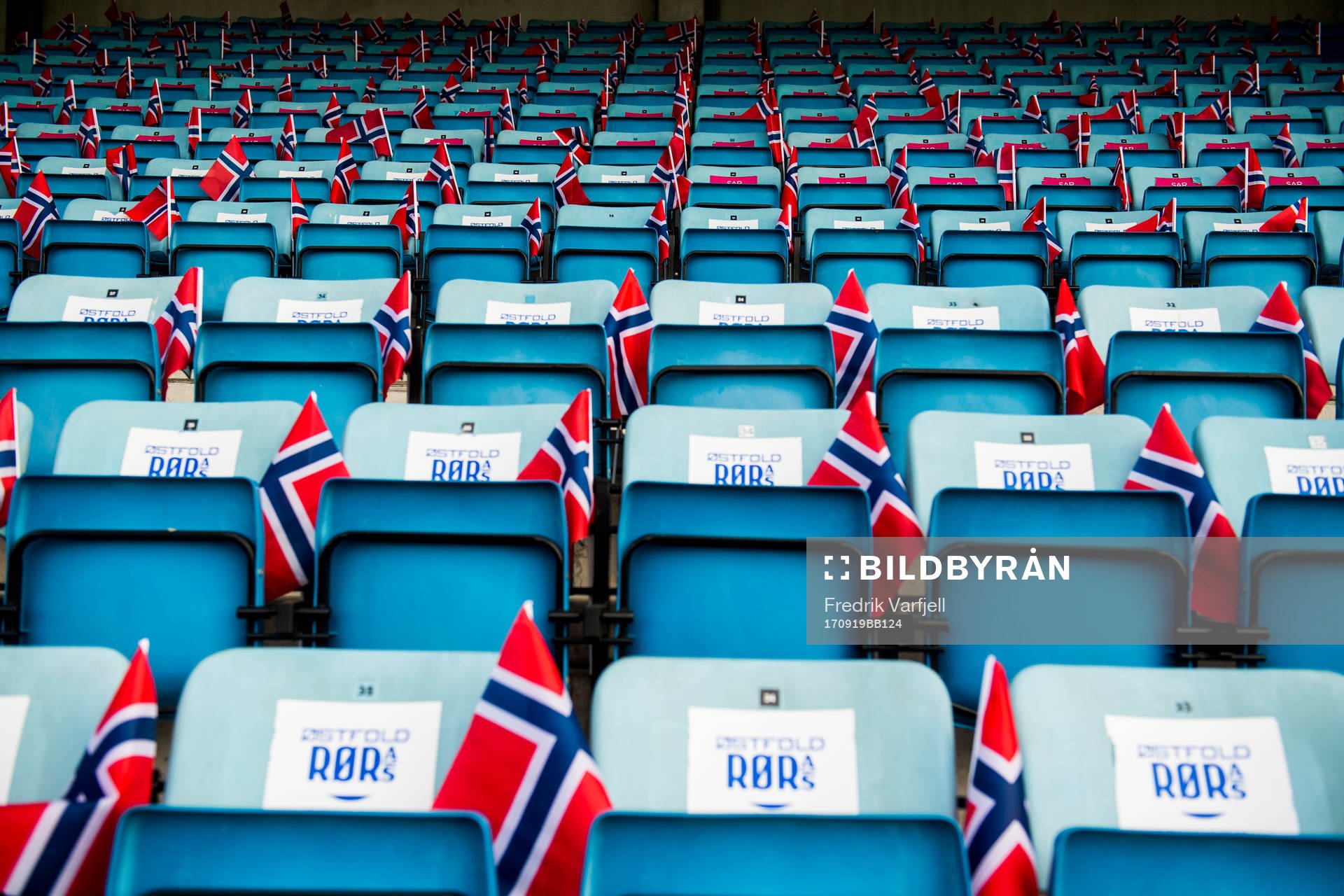 Norwegian flag at the stands