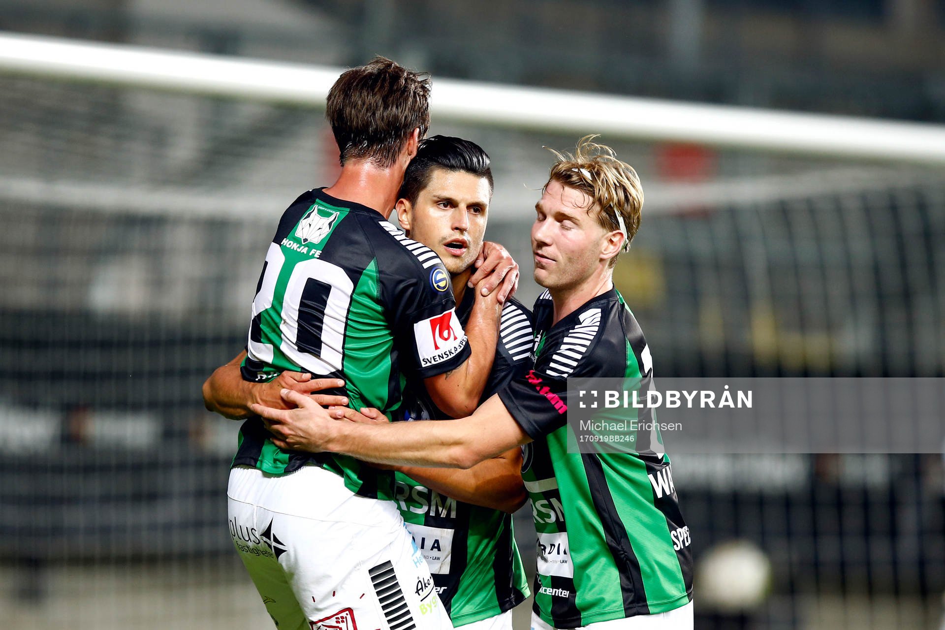 GAIS Luka Mijaljevic jublar med lagkamrater efter 1-0 under fotbollsmatchen i Superettan mellan GAIS och Frej Täby den 19 september 2017 i Göteborg.