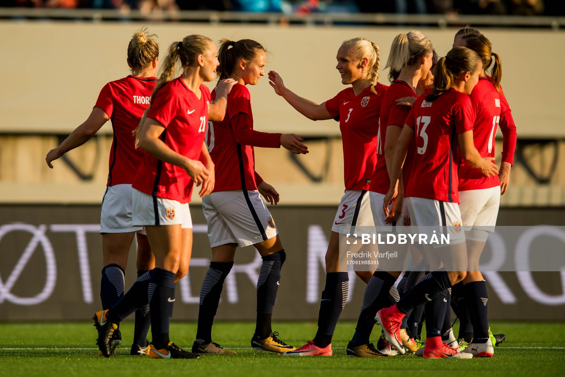 Caroline Graham Hansen of Norway celebrates with her