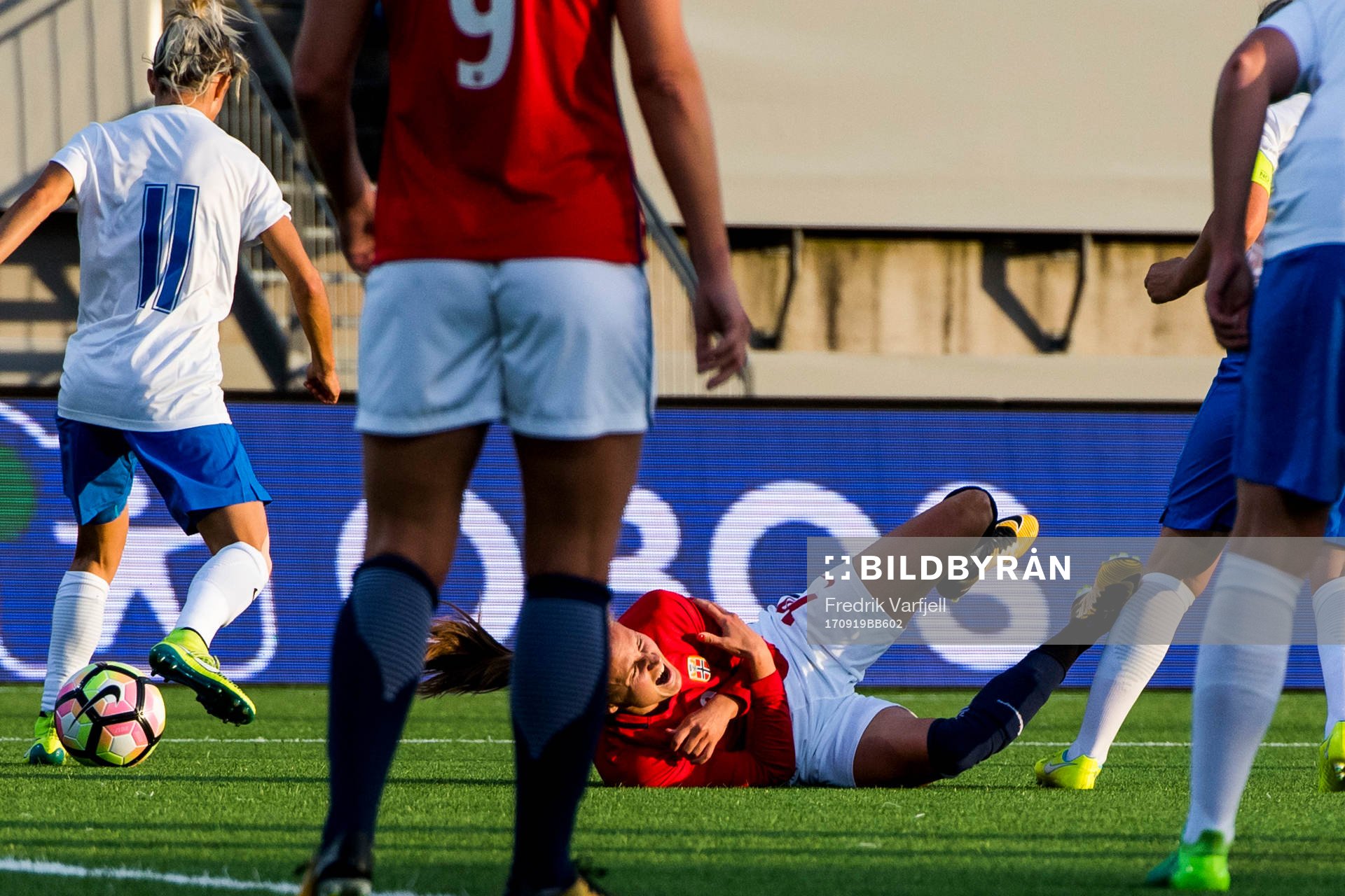 Caroline Graham Hansen of Norway lies injured