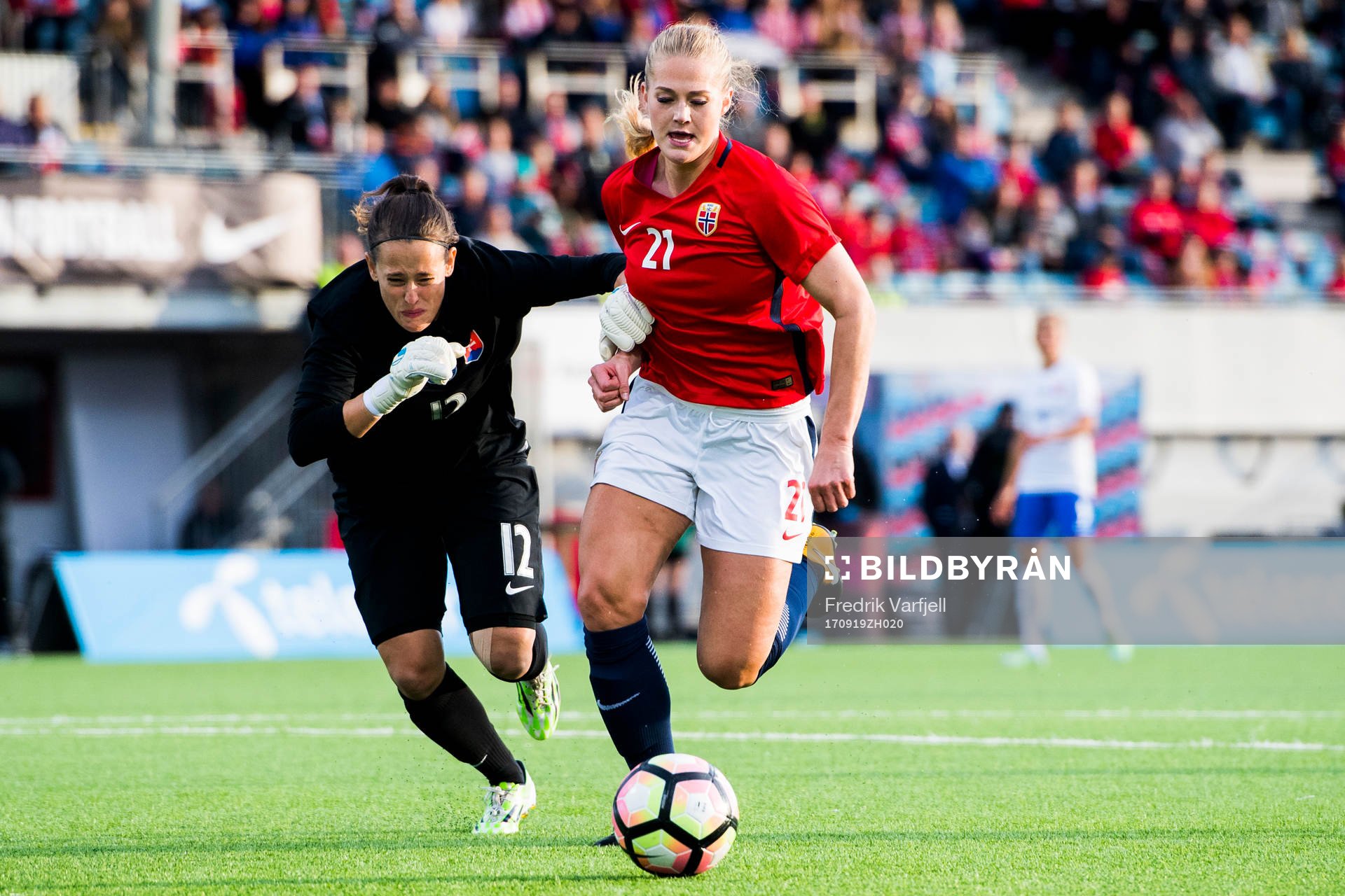 Goalkeeper Maria Korenciova of Slovakia and Lisa-Marie
