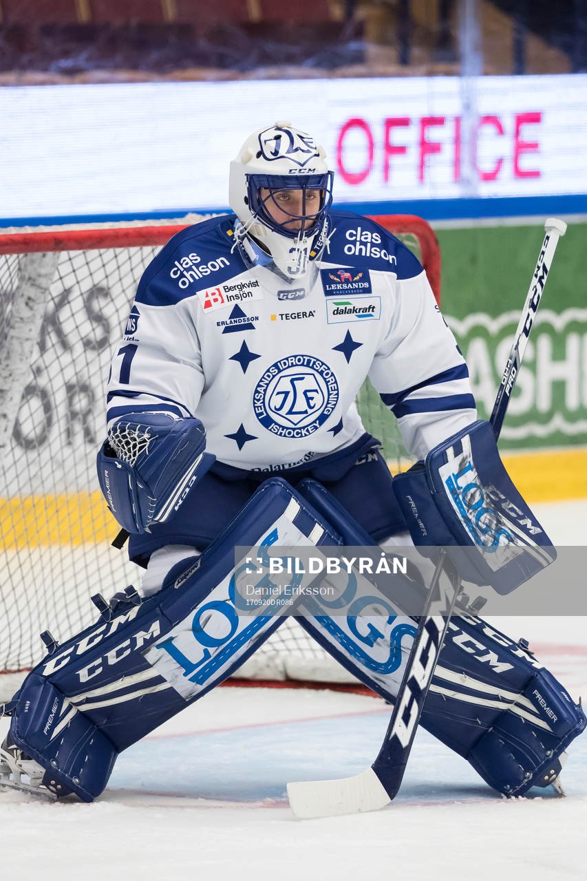 Leksands målvakt Jonas Arntzen  i ishockeymatchen i