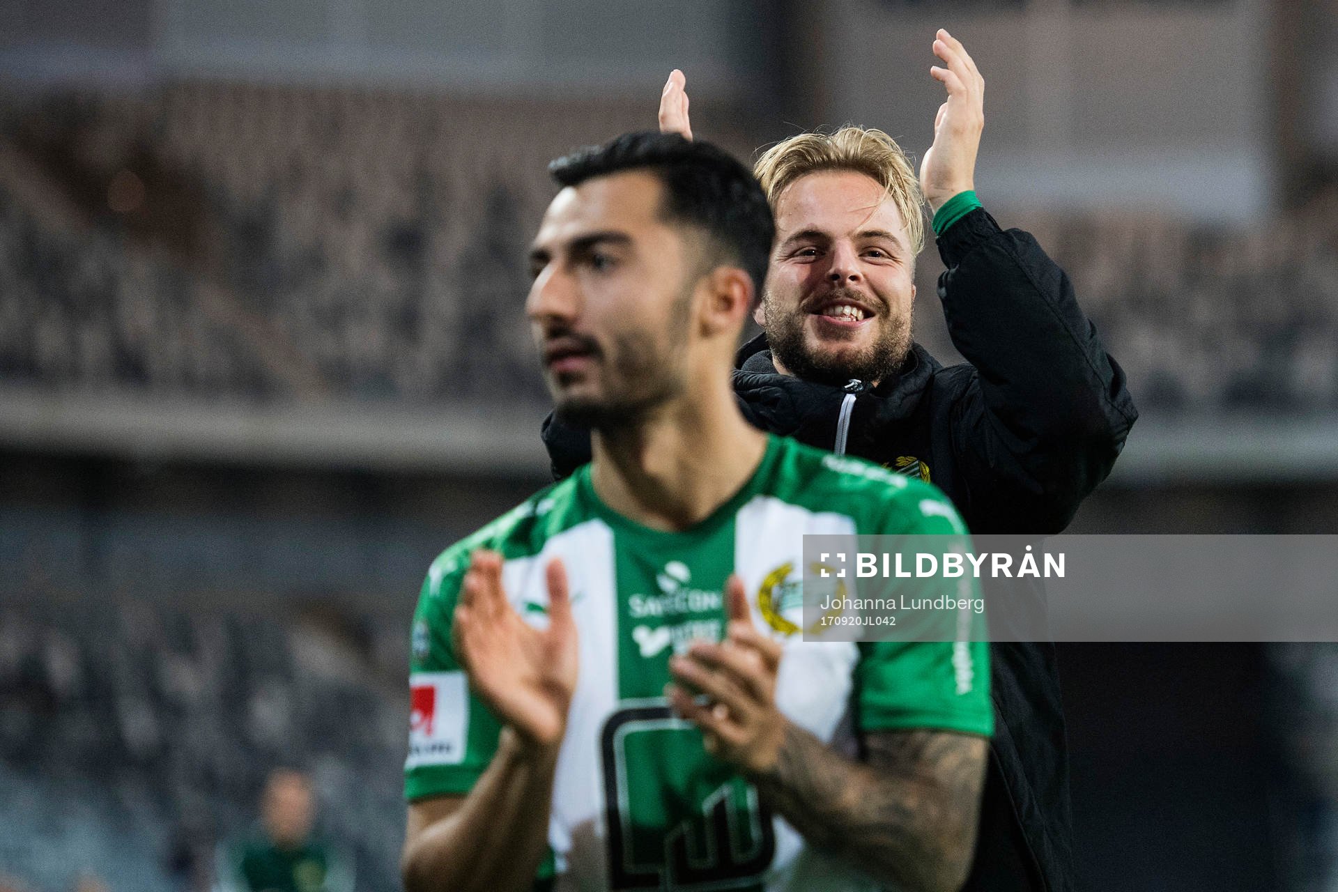 Hammarbys Jiloan Hamad och Sander Svendsen jublar
