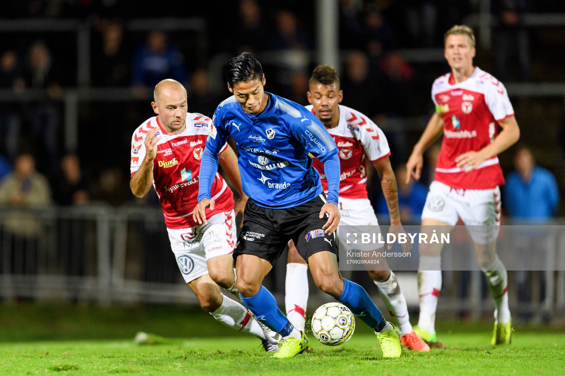 Halmstads Kosuke Kinoshita under fotbollsmatchen i Allsvenskan mellan Halmstad och Kalmar den 20 september 2017 i Halmstad.