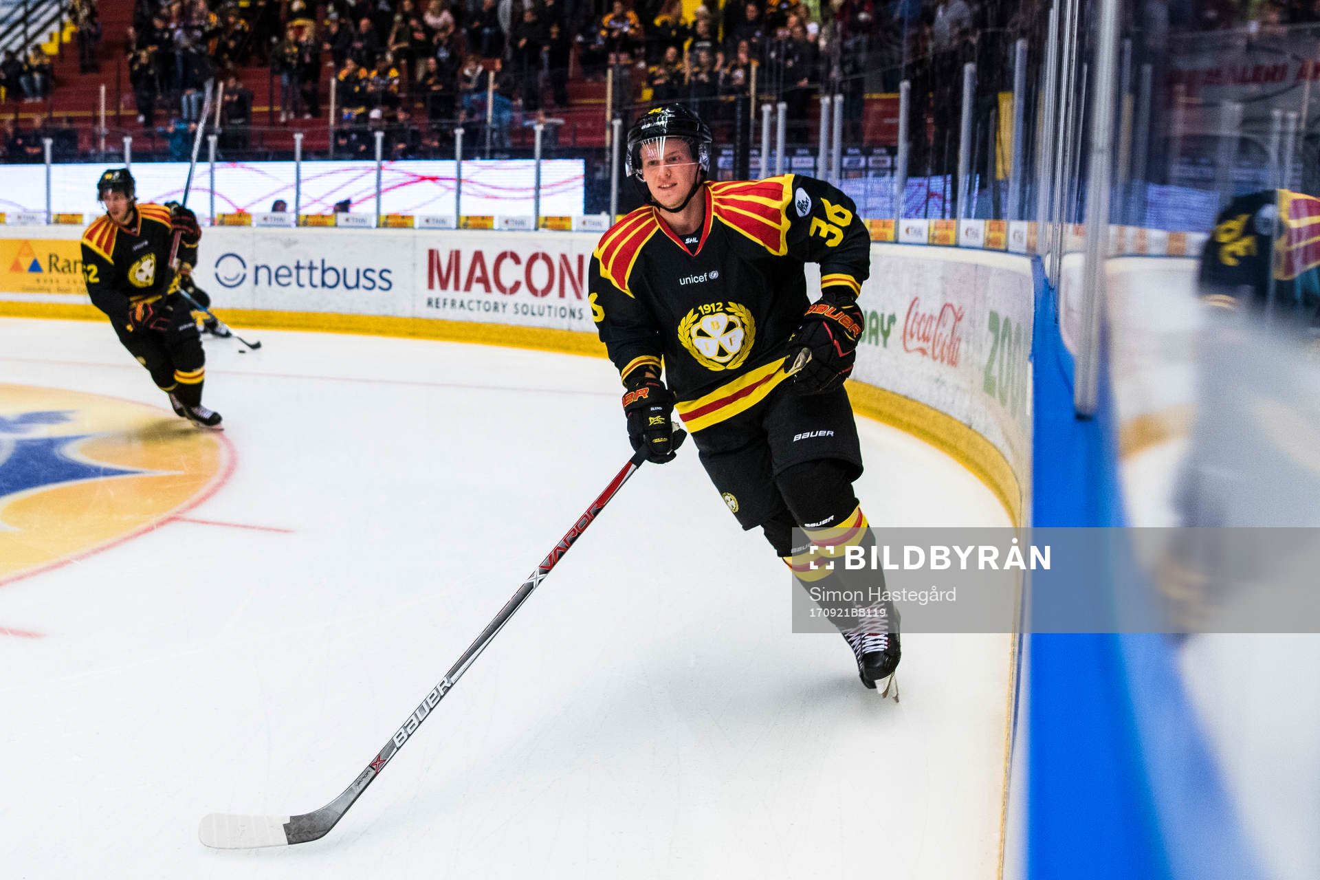Brynäs Linus Ölund före ishockeymatchen i SHL mellan