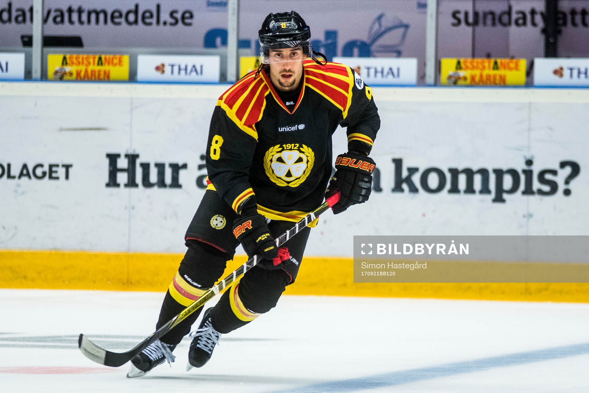 Brynäs Aaron Palushaj före ishockeymatchen i SHL mellan