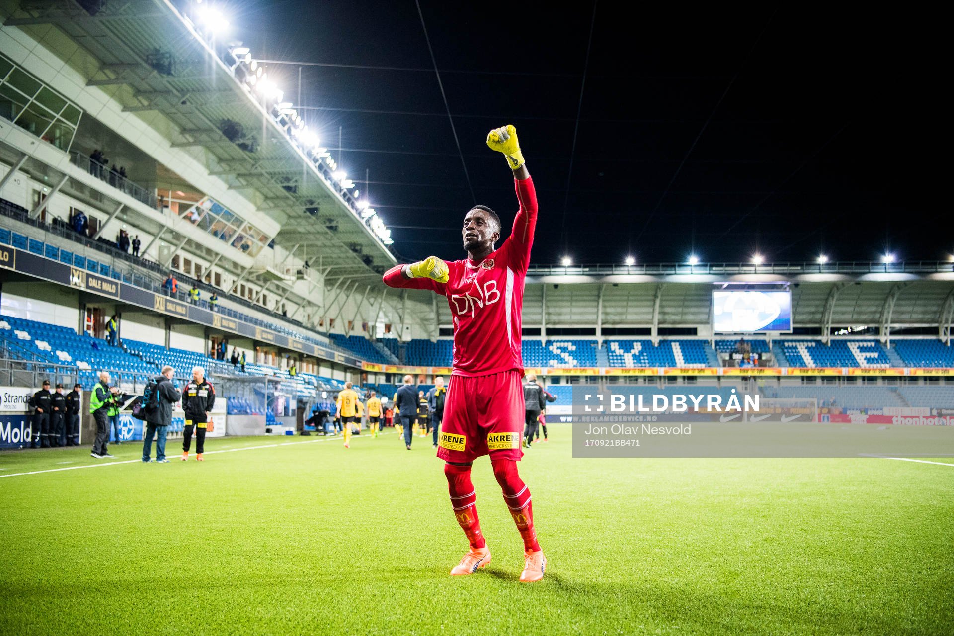Goalkeeper Arnold Otieno Origi of Lillestrøm celebrates