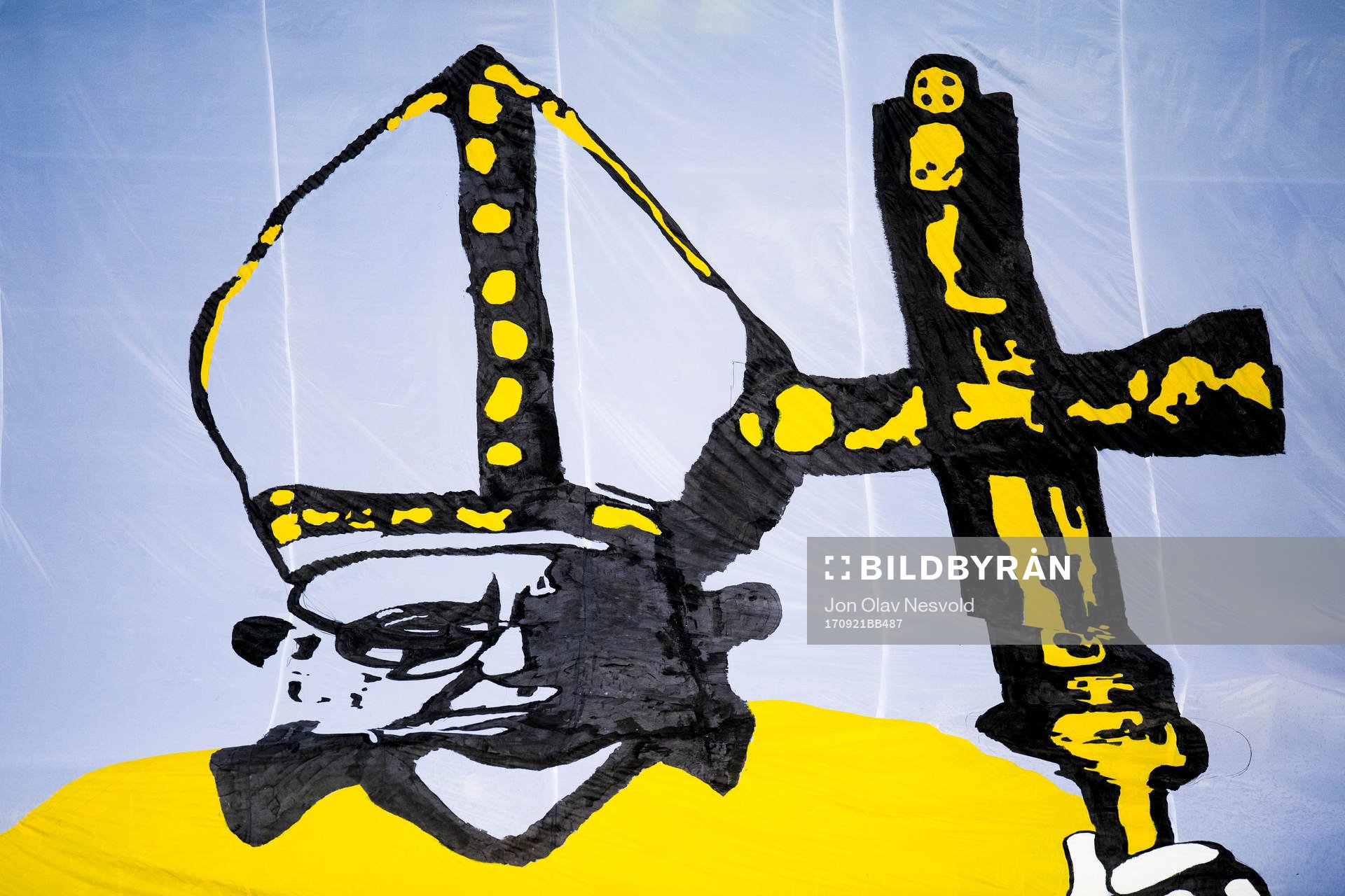 A banner is seen