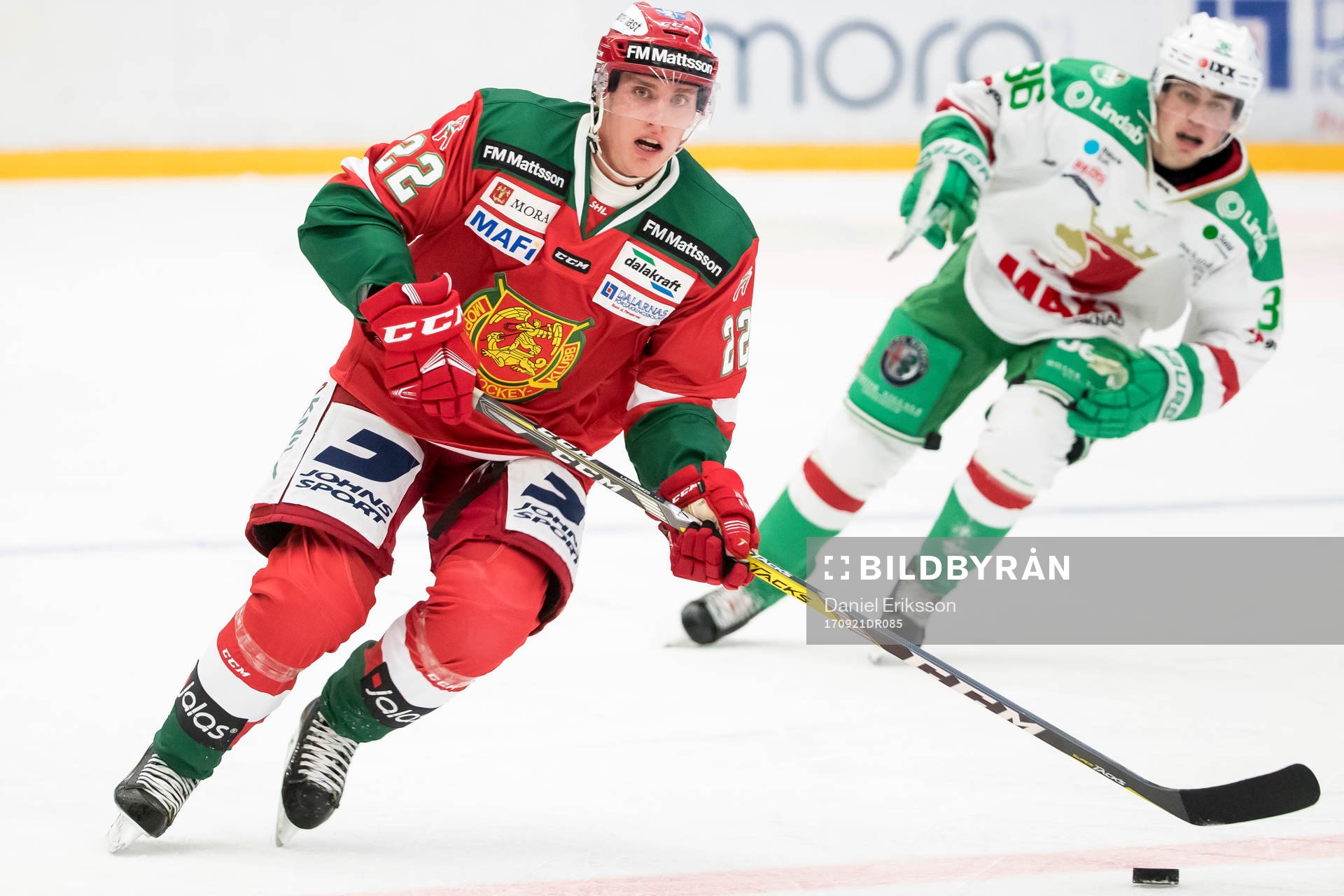 Moras Matias Lassen  i ishockeymatchen i SHL mellan Mora