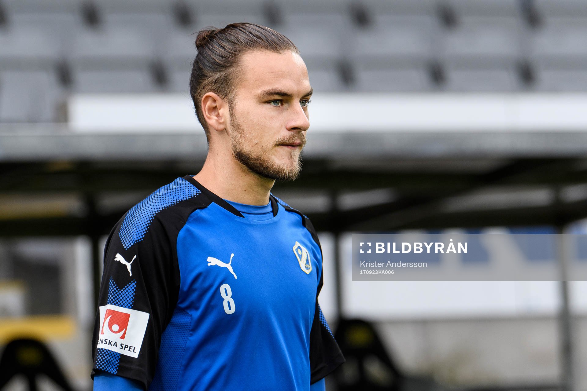 Halmstads Pontus Silfwer före fotbollsmatchen i