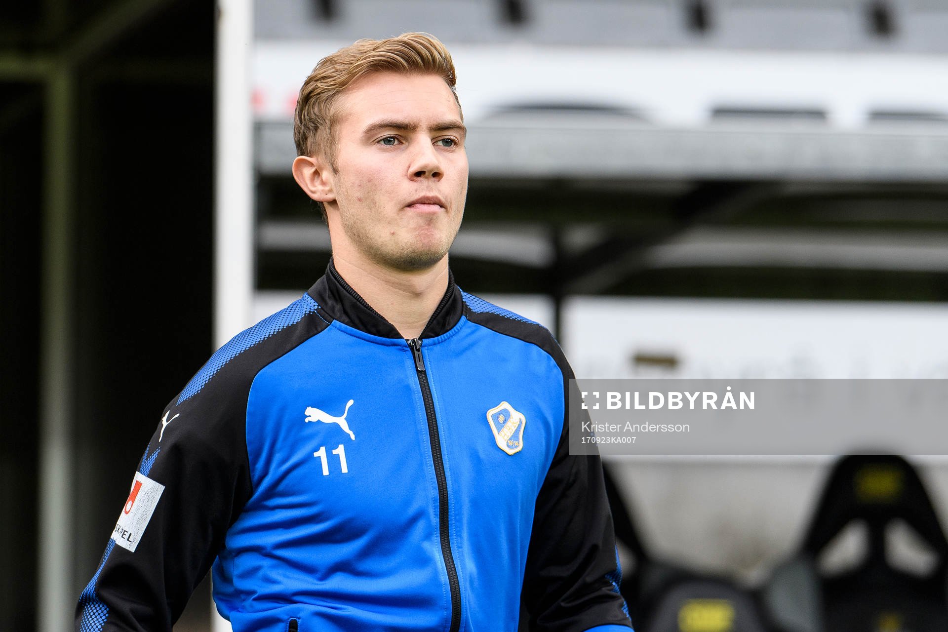 Halmstads Tryggvi Hrafn Haraldsson före fotbollsmatchen i
