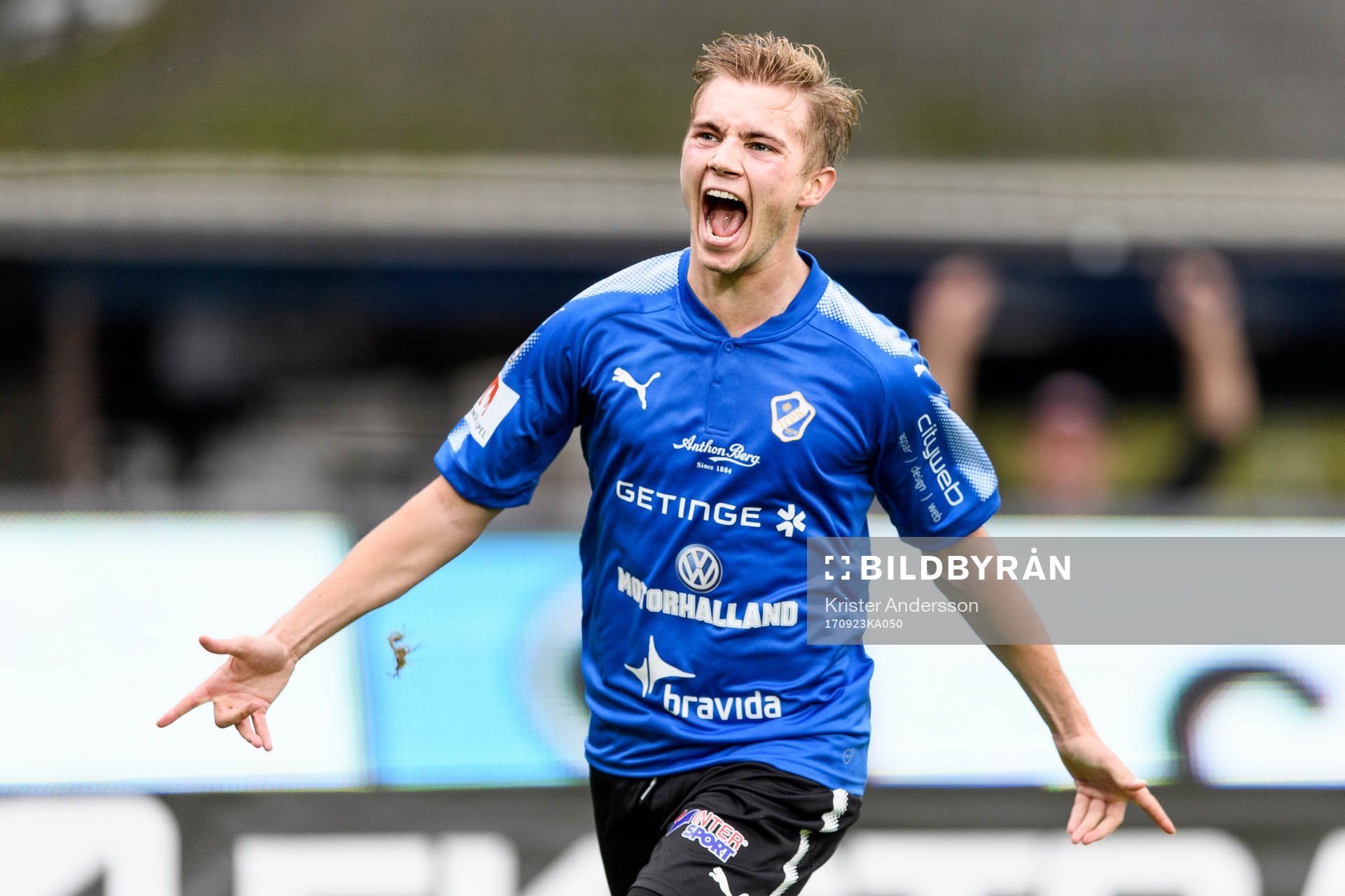 Halmstads Tryggvi Hrafn Haraldsson jublar