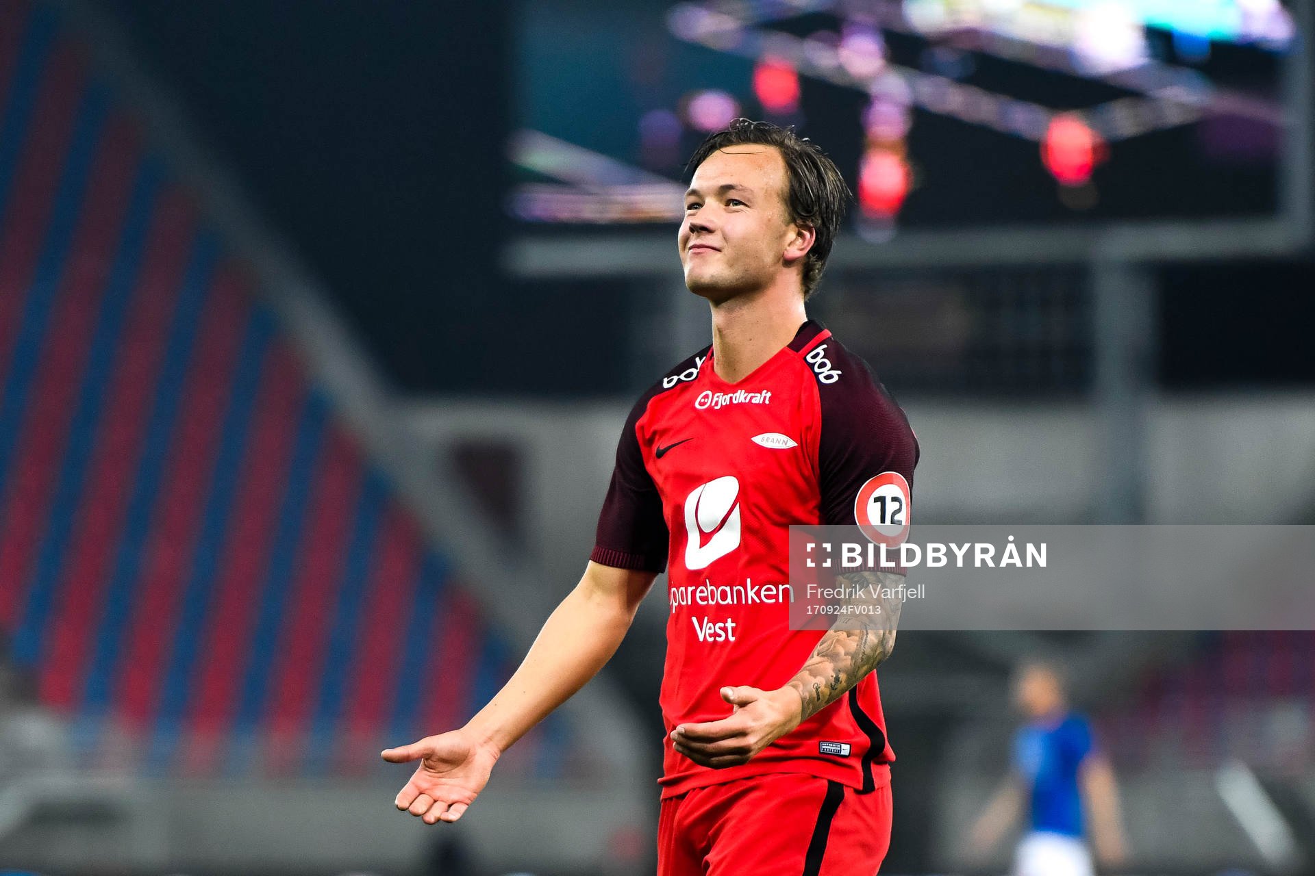 Fredrik Haugen of Brann celebrates the 1-1 goal