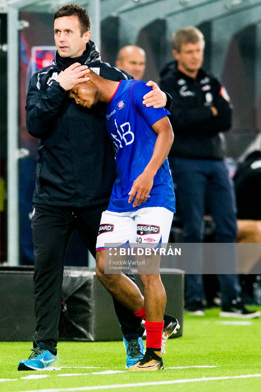 Ronny Deila, head coach of Vålerenga and Chidera Ejuke