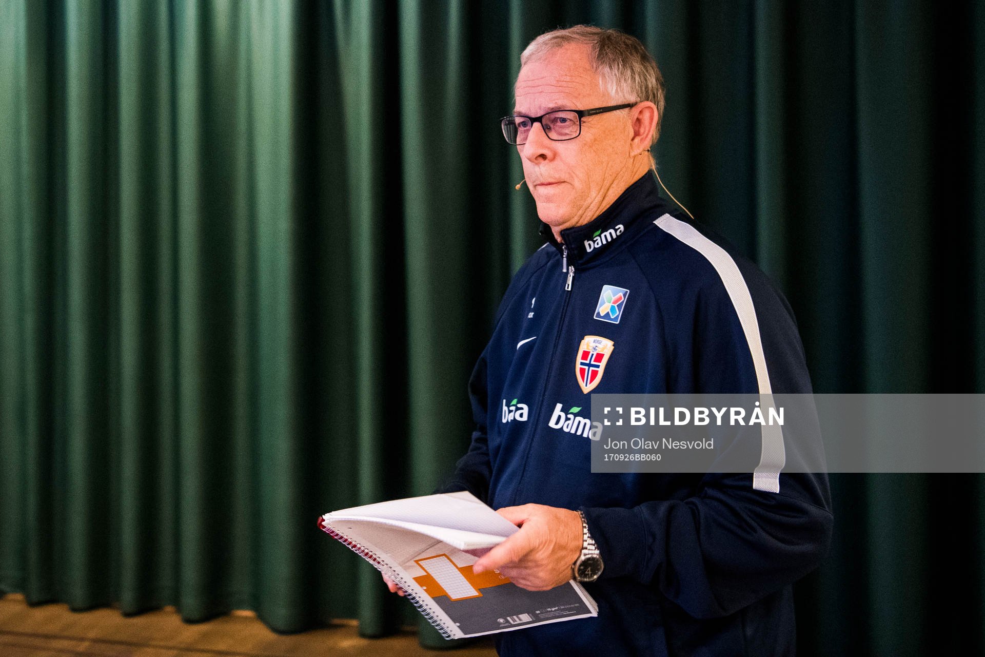 Lars Lagerbäck, head coach of Norway, presents the team