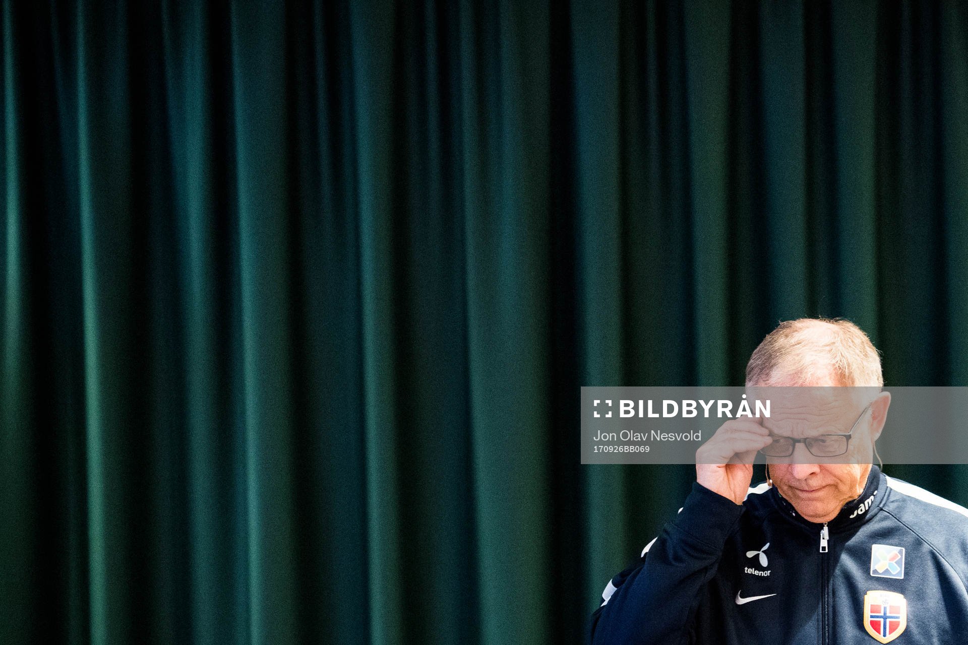 Lars Lagerbäck, head coach of Norway, presents the team