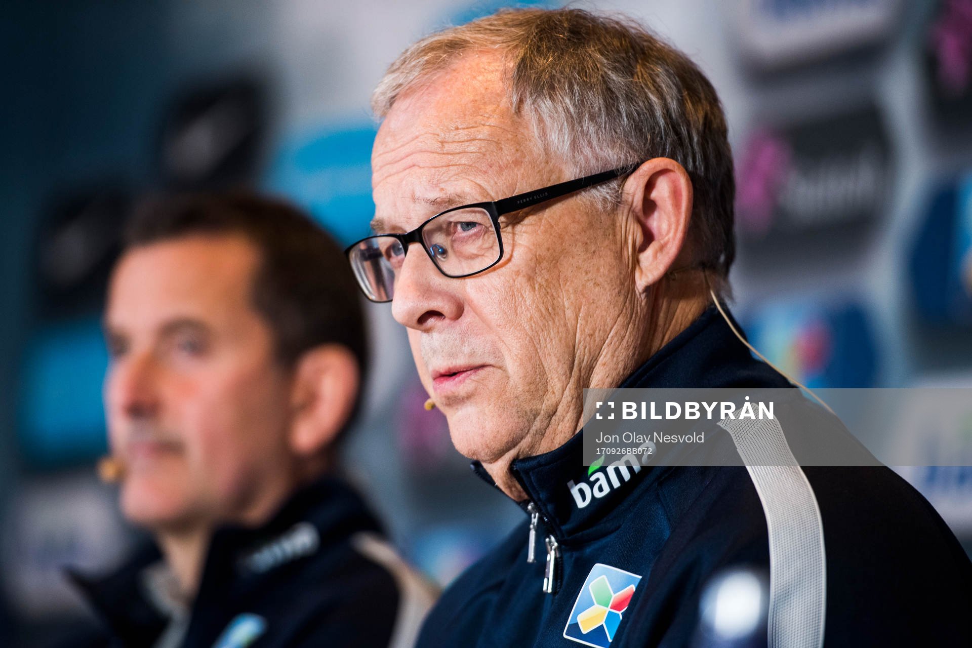 Lars Lagerbäck, head coach of Norway, presents the team