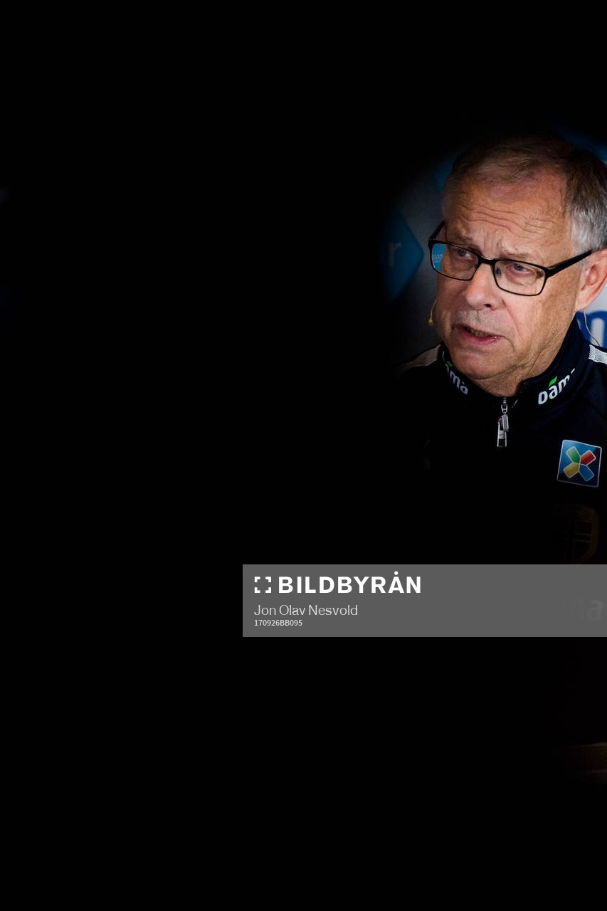 Lars Lagerbäck, head coach of Norway, presents the team