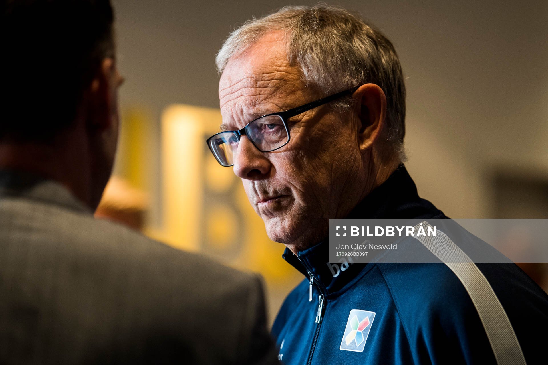 Lars Lagerbäck, head coach of Norway, presents the team
