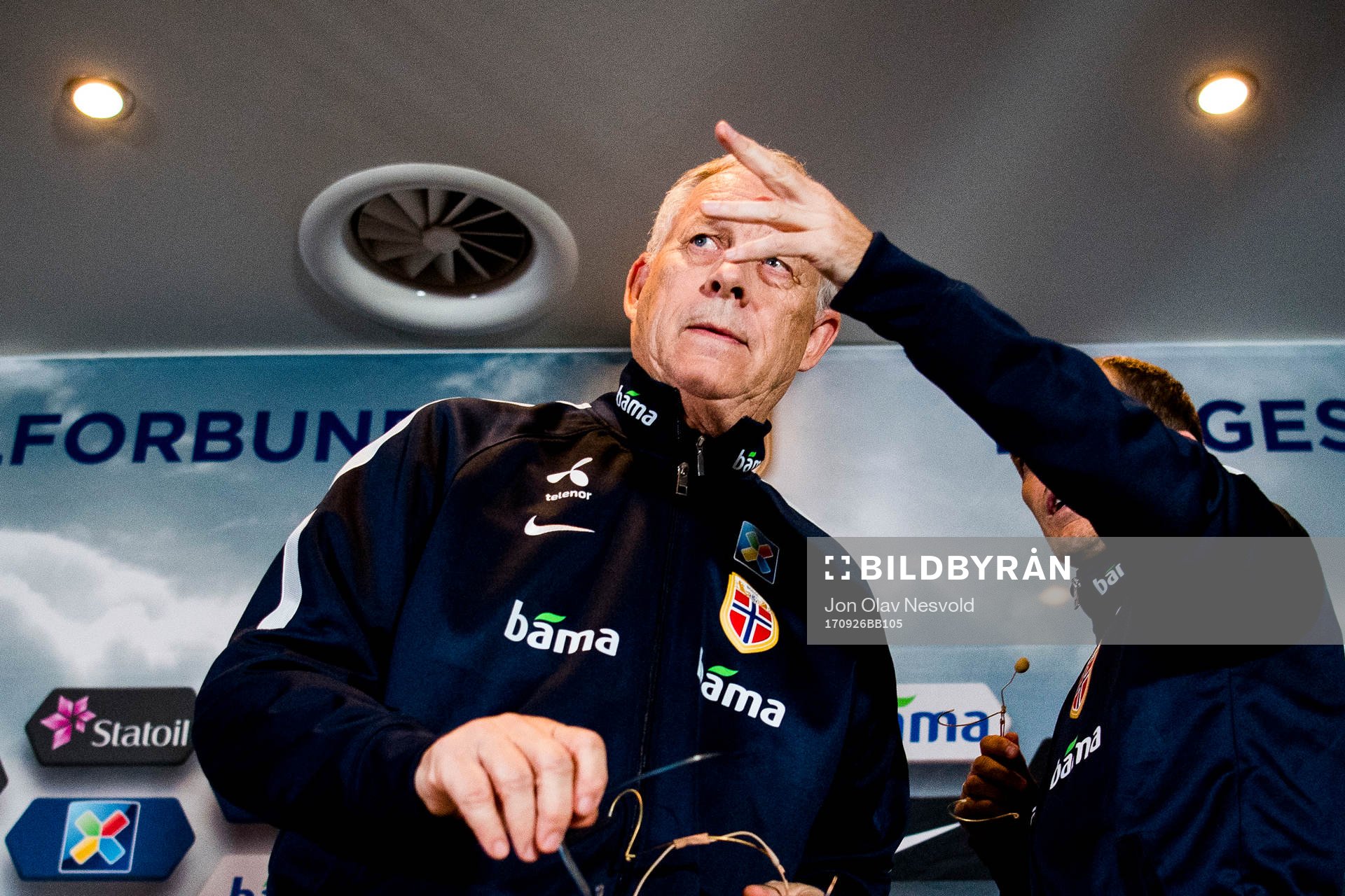 Lars Lagerbäck, head coach of Norway, presents the team