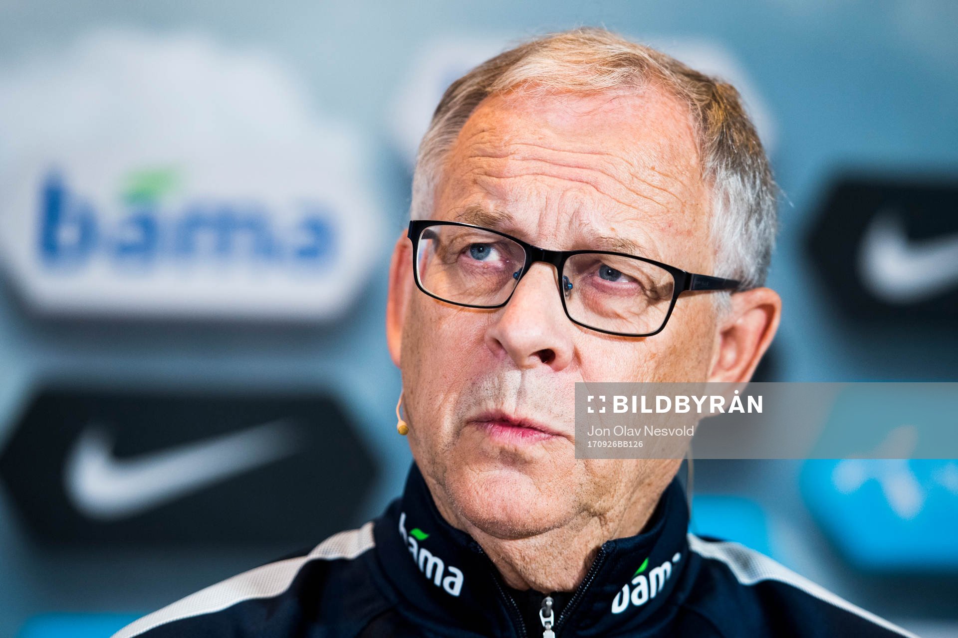 Lars Lagerbäck, head coach of Norway, presents the team