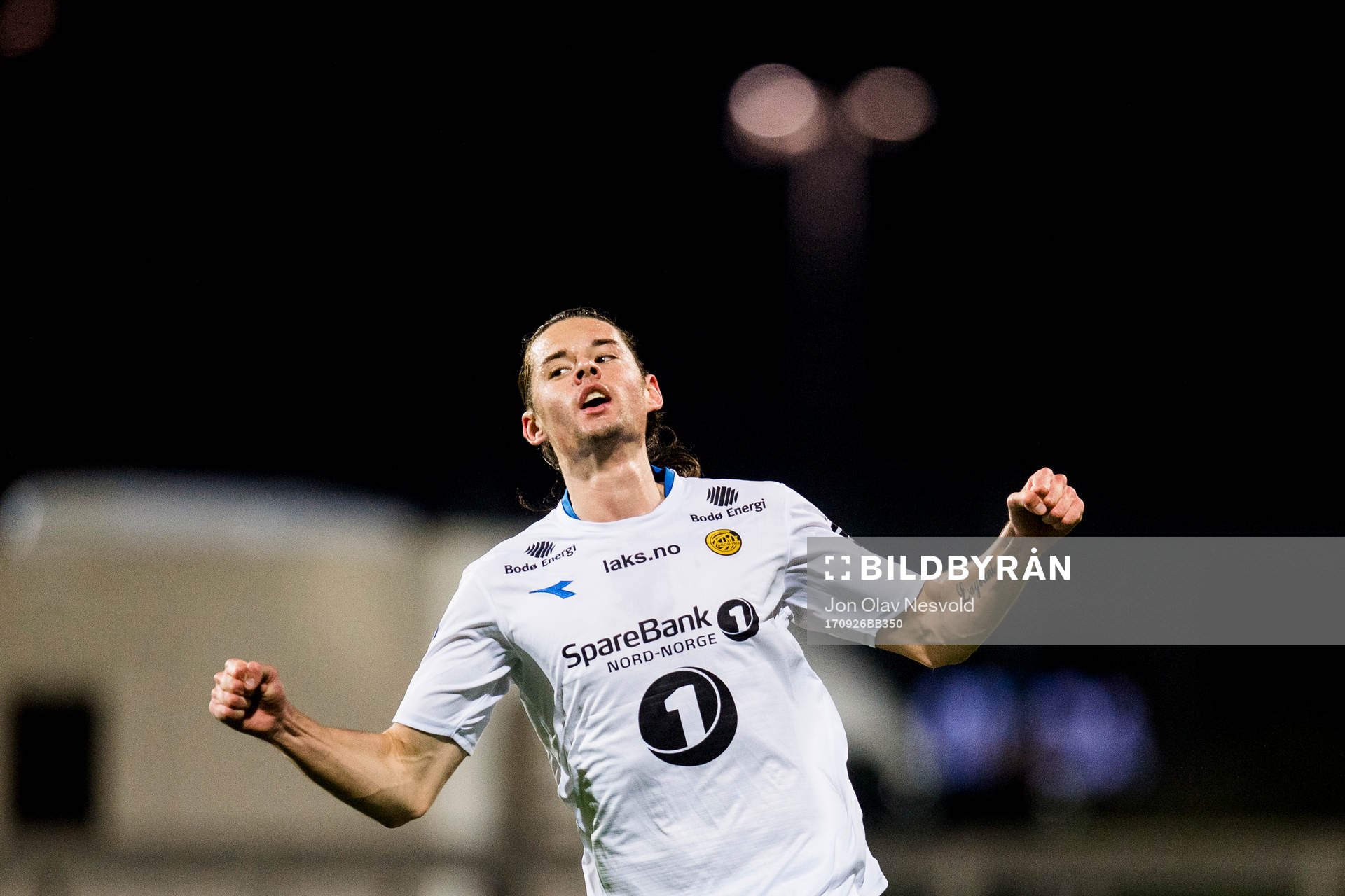 Amor Yonas Layouni of Bodø/Glimt celebrates 4-0 during the Obos-ligaen match between Ull/Kisa and Bodø/Glimt on September 26, 2017 in Jessheim.