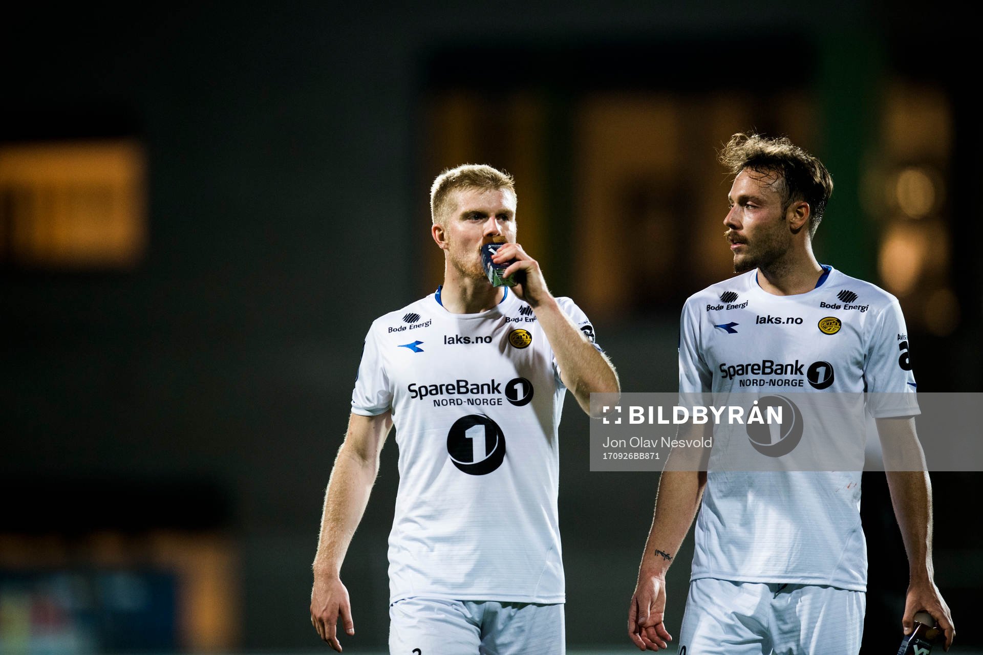 Emil Jonassen and Jose Angel Jurado De La Torre of Bodø/Glimt celebrate after victory in the Obos-ligaen match between Ull/Kisa and Bodø/Glimt on September 26, 2017 in Jessheim.
